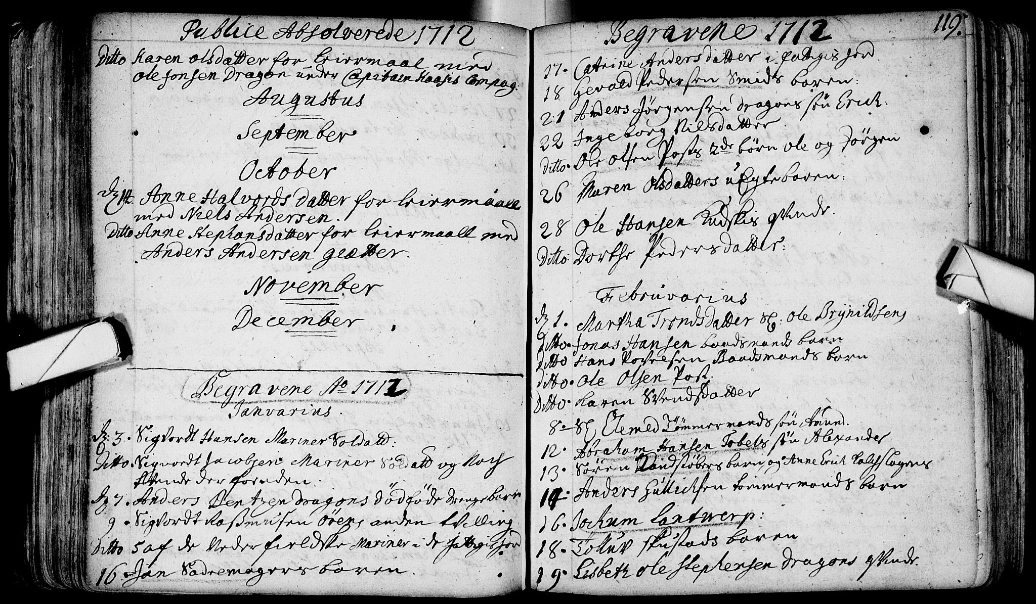 Bragernes kirkebøker, AV/SAKO-A-6/F/Fa/L0003: Parish register (official) no. I 3, 1706-1734, p. 119