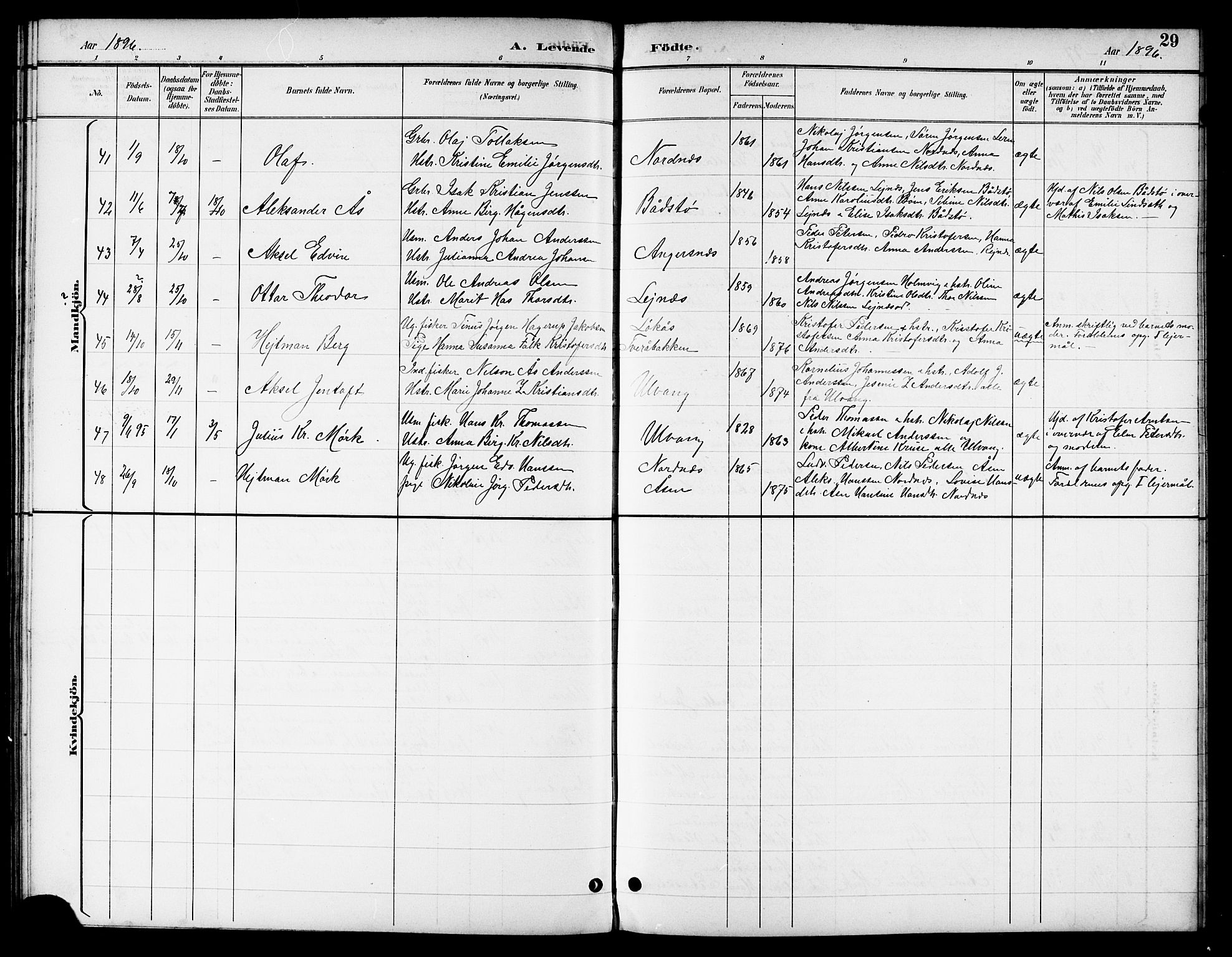 Ministerialprotokoller, klokkerbøker og fødselsregistre - Nordland, AV/SAT-A-1459/831/L0478: Parish register (copy) no. 831C05, 1892-1909, p. 29