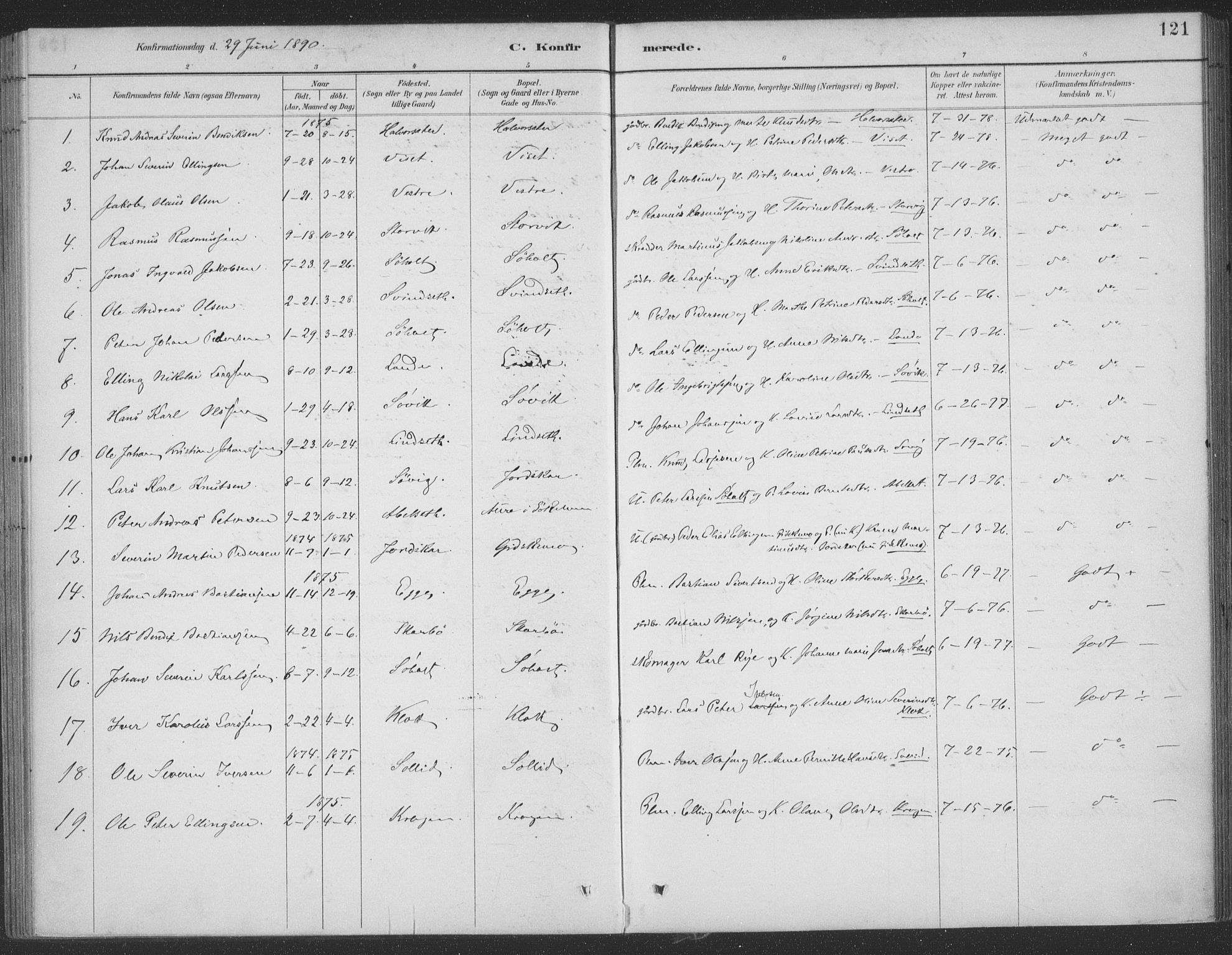 Ministerialprotokoller, klokkerbøker og fødselsregistre - Møre og Romsdal, AV/SAT-A-1454/522/L0316: Parish register (official) no. 522A11, 1890-1911, p. 121