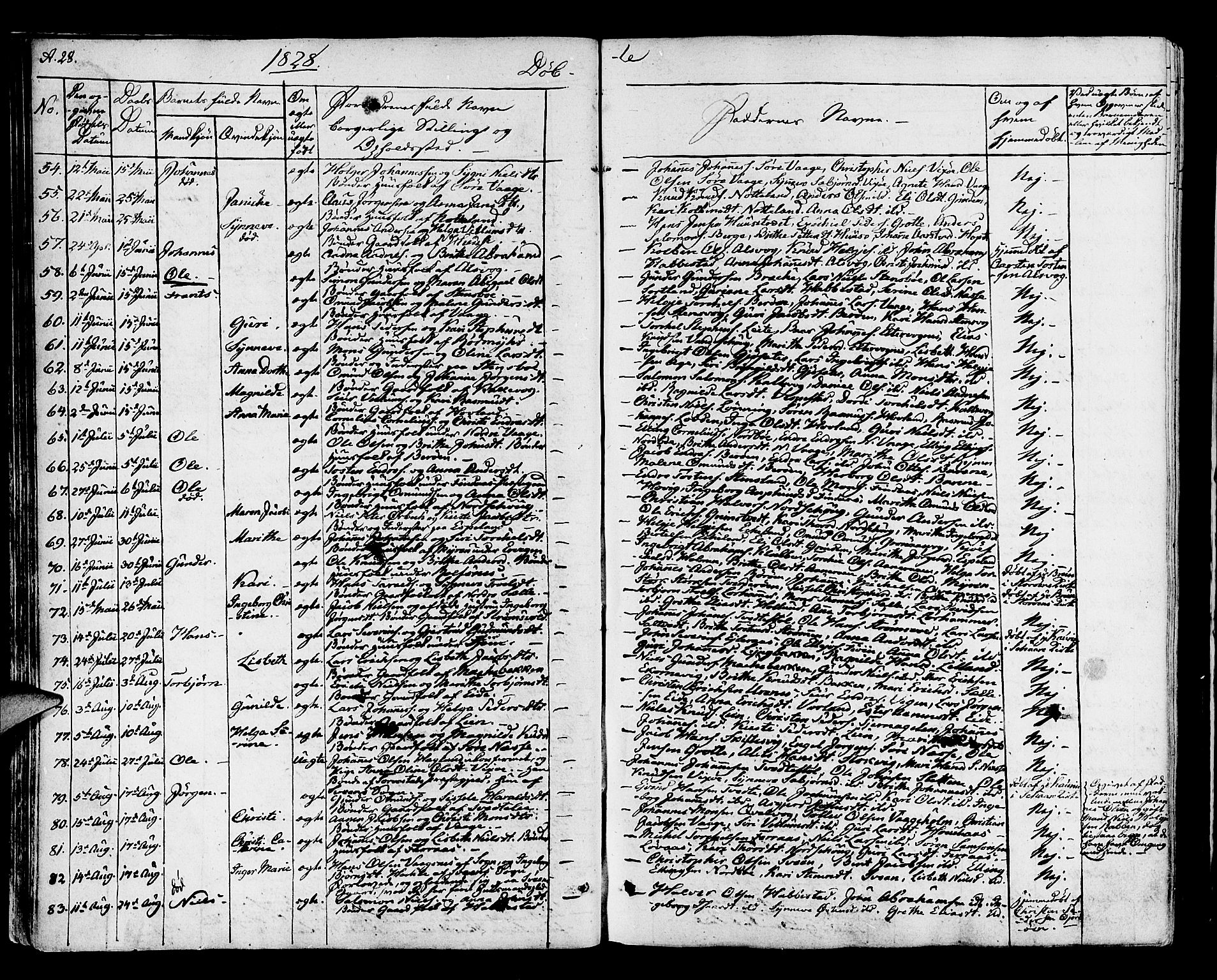 Finnås sokneprestembete, AV/SAB-A-99925/H/Ha/Haa/Haaa/L0005: Parish register (official) no. A 5, 1823-1835, p. 28