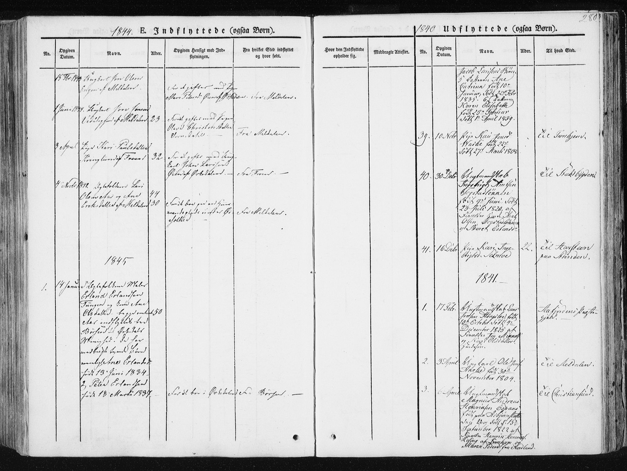 Ministerialprotokoller, klokkerbøker og fødselsregistre - Sør-Trøndelag, SAT/A-1456/668/L0805: Parish register (official) no. 668A05, 1840-1853, p. 280