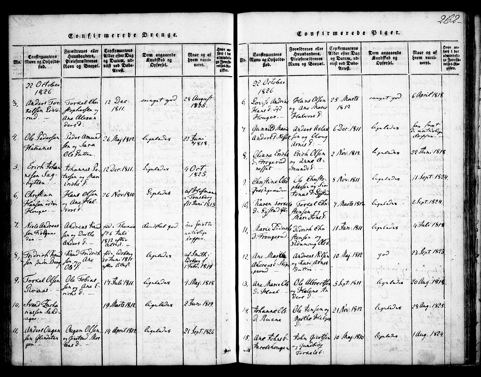 Skiptvet prestekontor Kirkebøker, SAO/A-20009/F/Fa/L0005: Parish register (official) no. 5, 1814-1838, p. 262