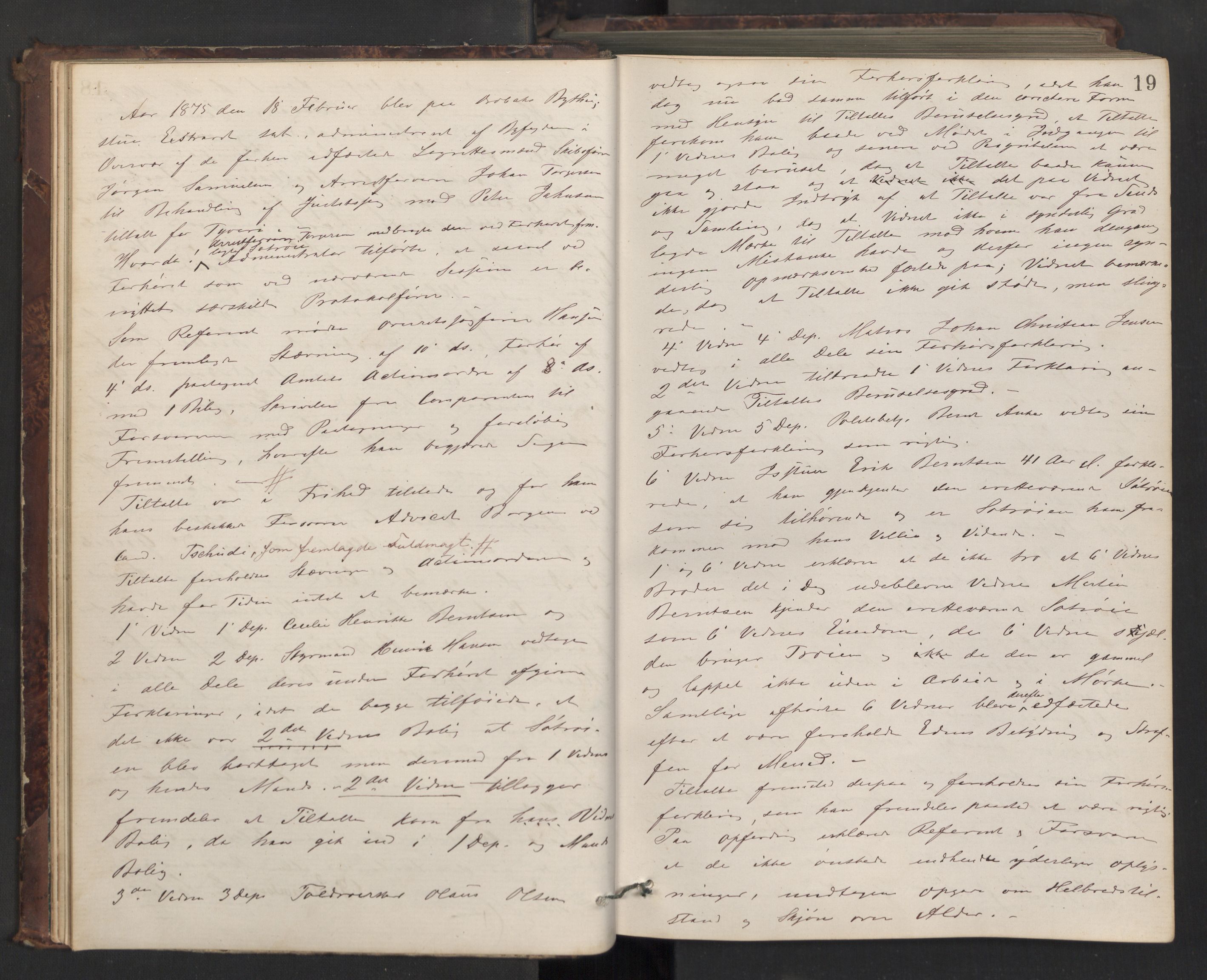 Drøbak byfogd, AV/SAO-A-10144/F/Fb/L0004: Ekstrarettsprotokoll, 1874-1889, p. 18b-19a