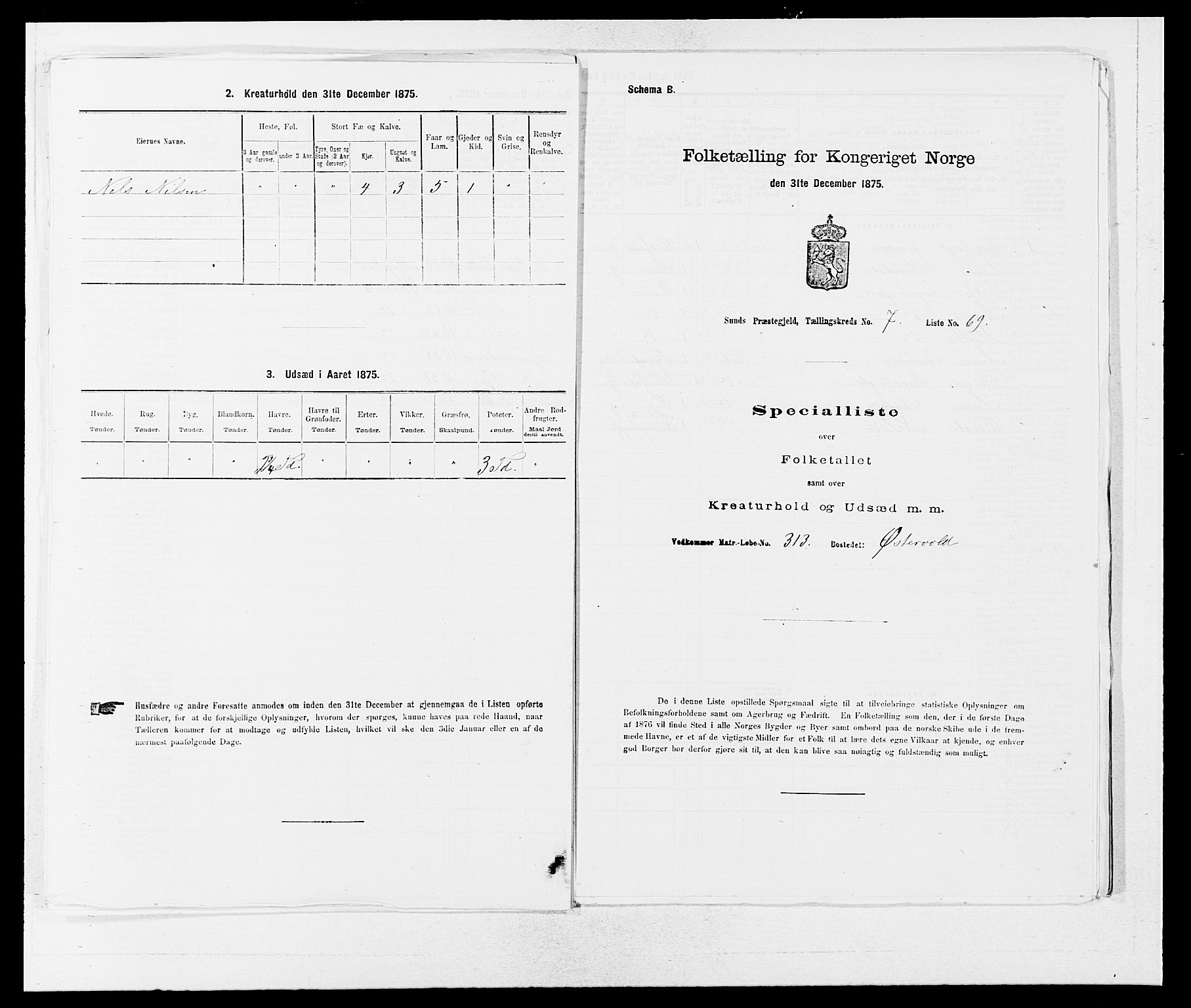 SAB, 1875 census for 1245P Sund, 1875, p. 812