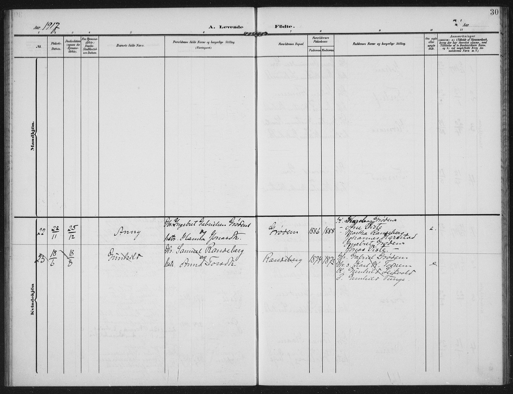 Hetland sokneprestkontor, AV/SAST-A-101826/30/30BA: Parish register (official) no. A 14, 1905-1919, p. 30