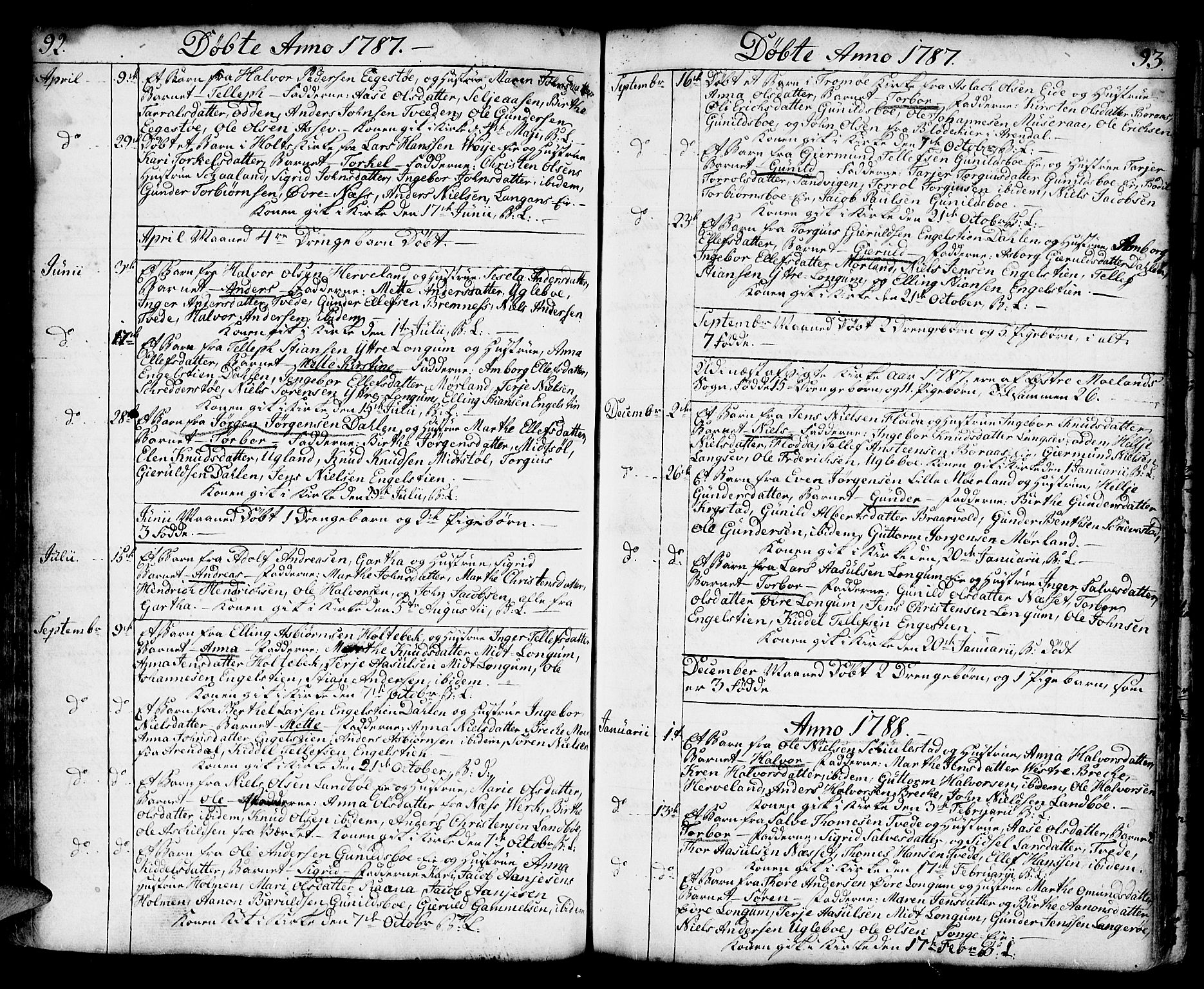 Austre Moland sokneprestkontor, SAK/1111-0001/F/Fa/Faa/L0002: Parish register (official) no. A 2, 1747-1808, p. 92-93
