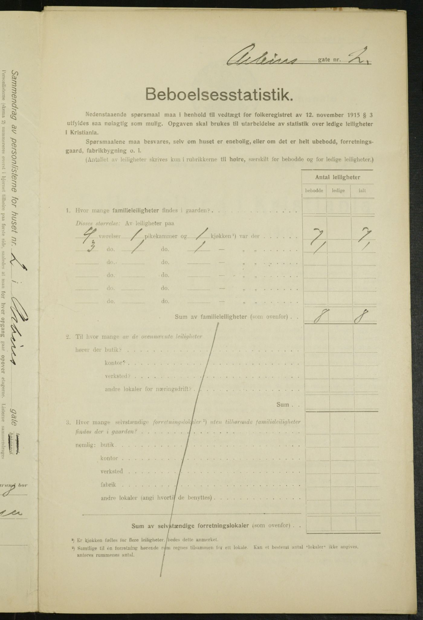 OBA, Municipal Census 1916 for Kristiania, 1916, p. 1487