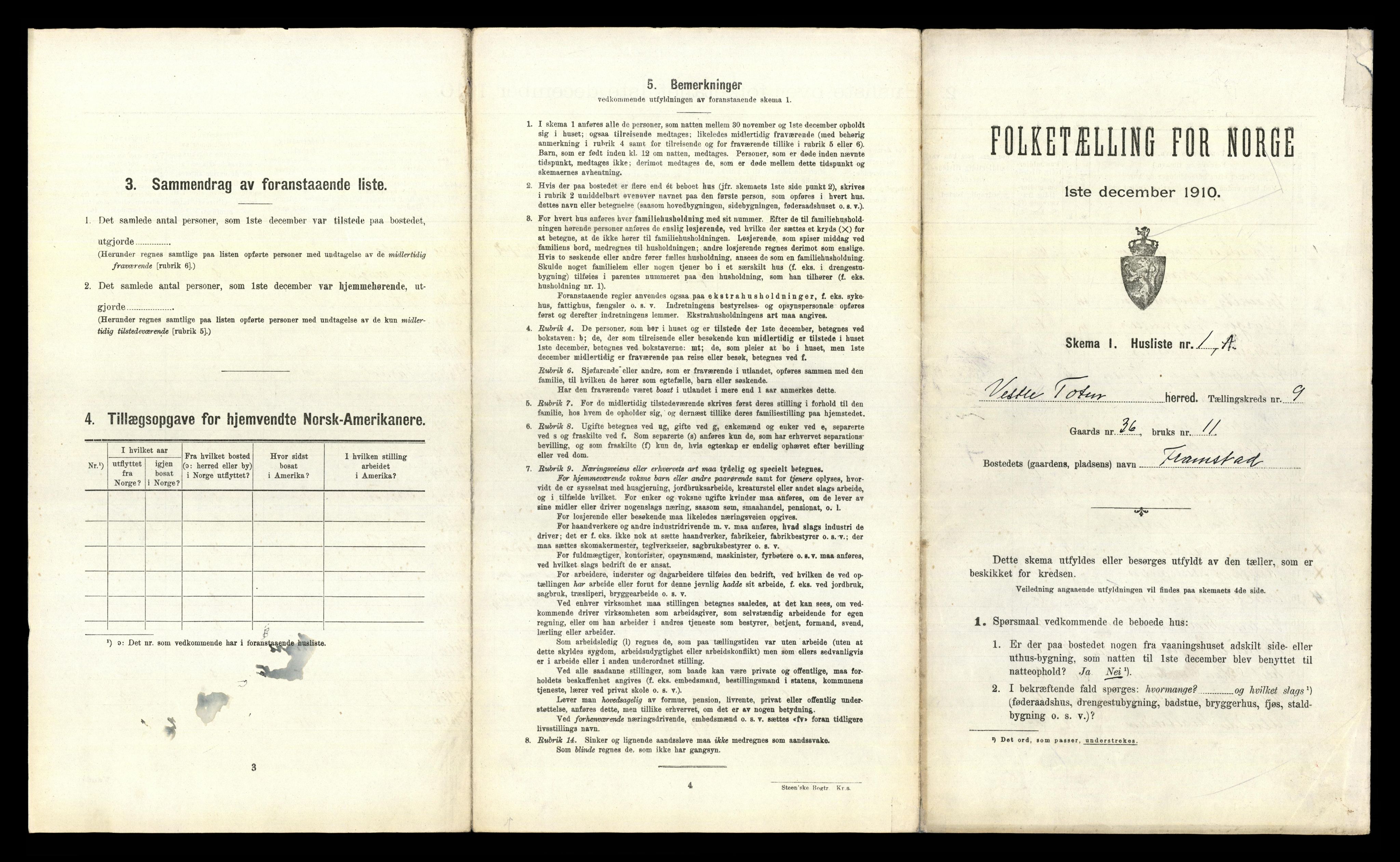 RA, 1910 census for Vestre Toten, 1910, p. 1319