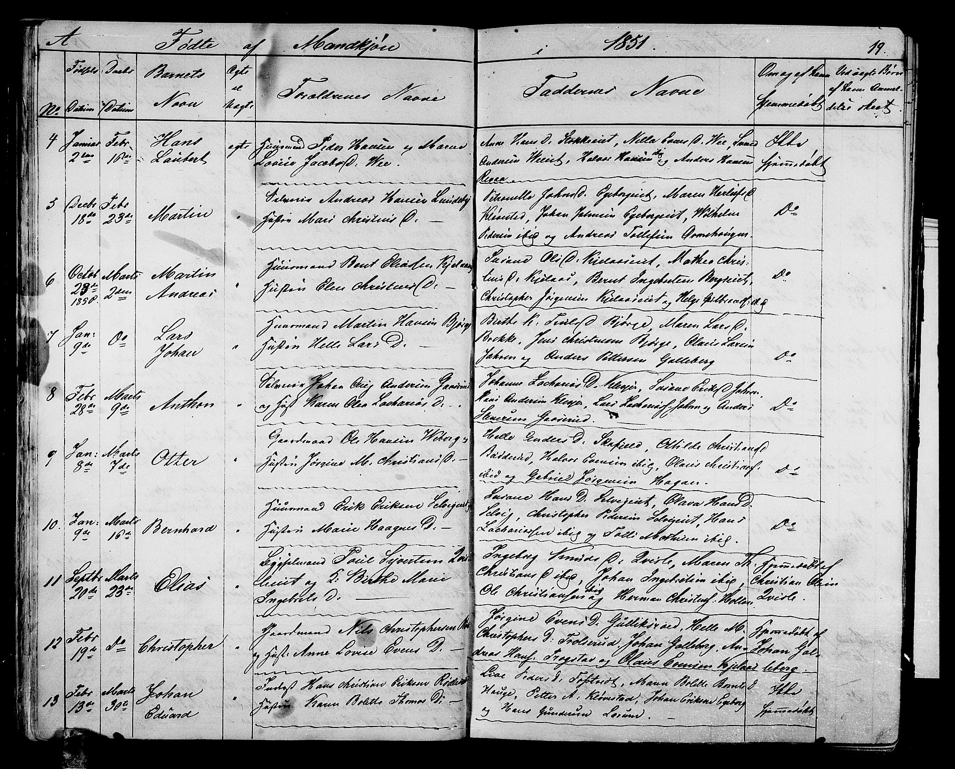 Sande Kirkebøker, AV/SAKO-A-53/G/Ga/L0002: Parish register (copy) no. 2, 1847-1863, p. 19