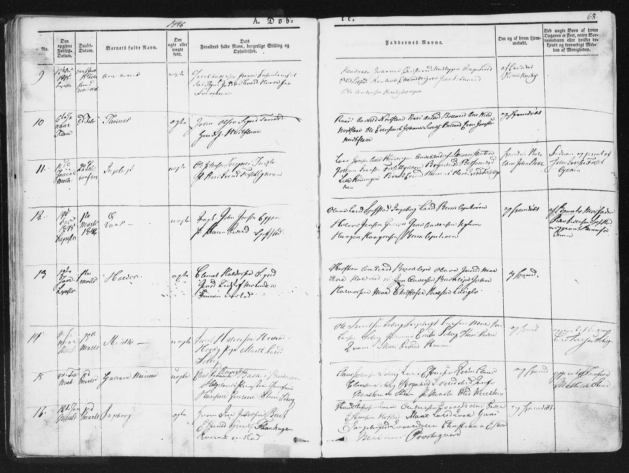 Ministerialprotokoller, klokkerbøker og fødselsregistre - Sør-Trøndelag, SAT/A-1456/691/L1074: Parish register (official) no. 691A06, 1842-1852, p. 68