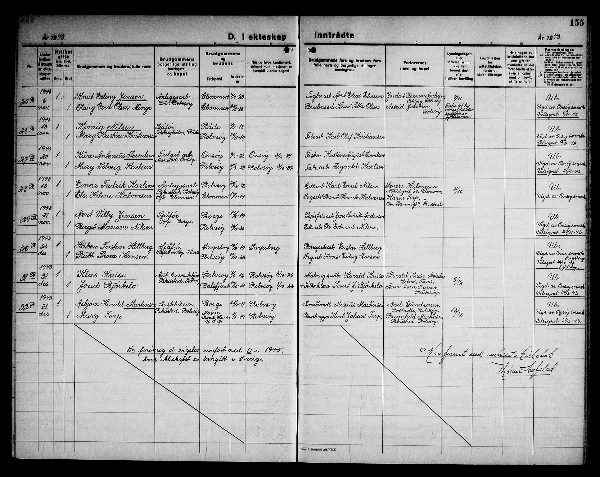 Rolvsøy prestekontor Kirkebøker, AV/SAO-A-2004/G/Ga/L0003: Parish register (copy) no. 3, 1935-1947, p. 155