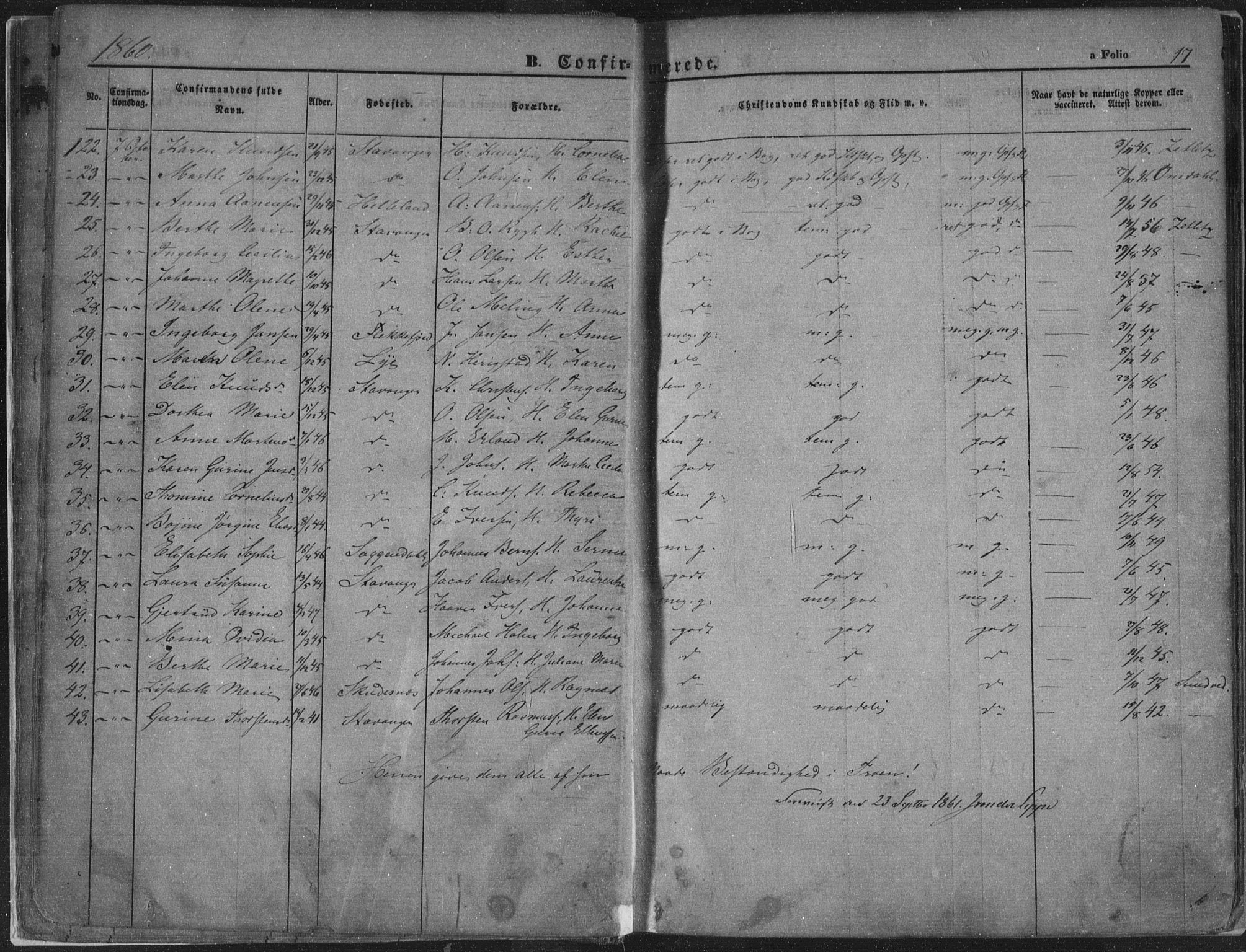 Domkirken sokneprestkontor, AV/SAST-A-101812/001/30/30BA/L0018: Parish register (official) no. A 17, 1857-1877, p. 18