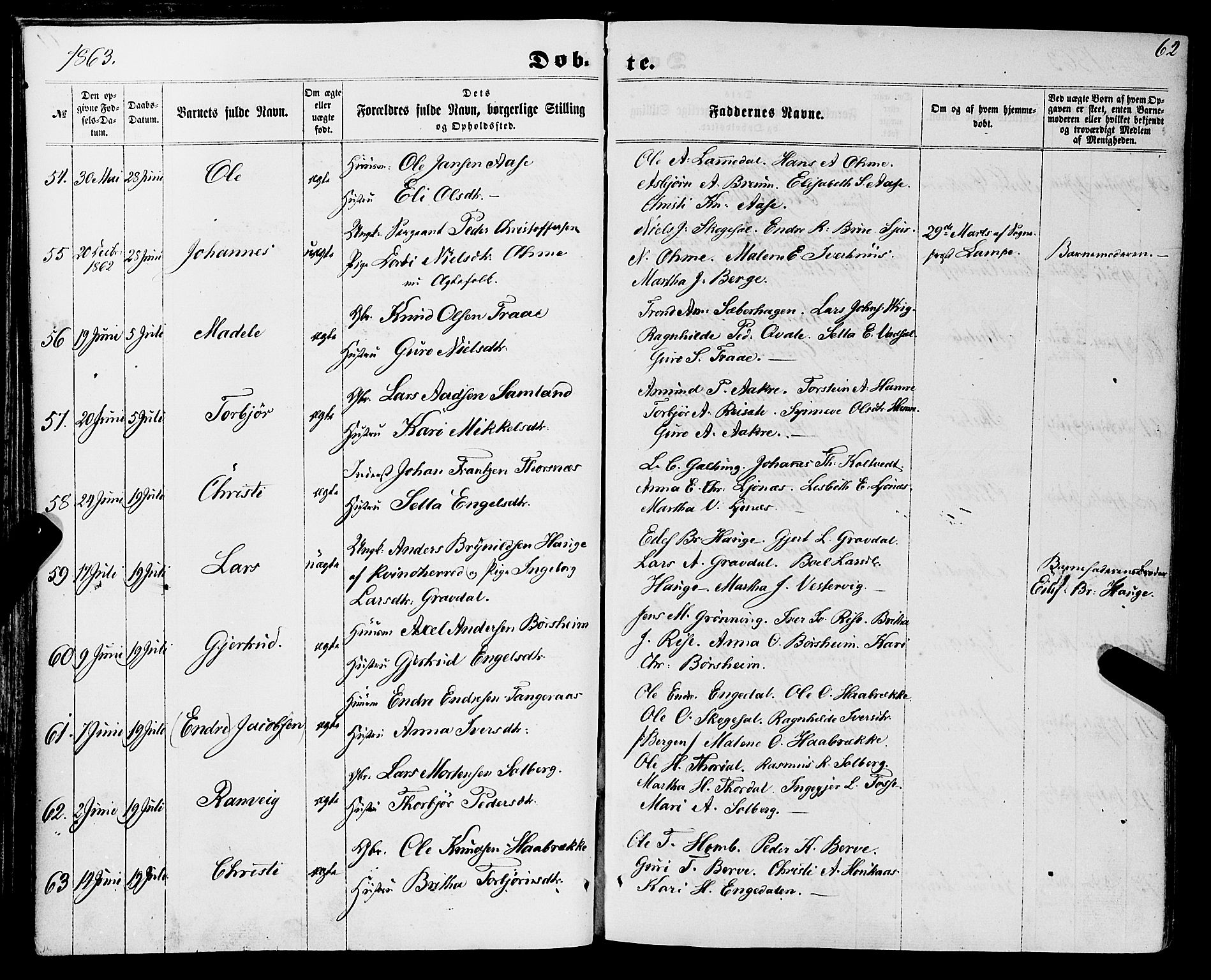 Strandebarm sokneprestembete, AV/SAB-A-78401/H/Haa: Parish register (official) no. A 8, 1858-1872, p. 62