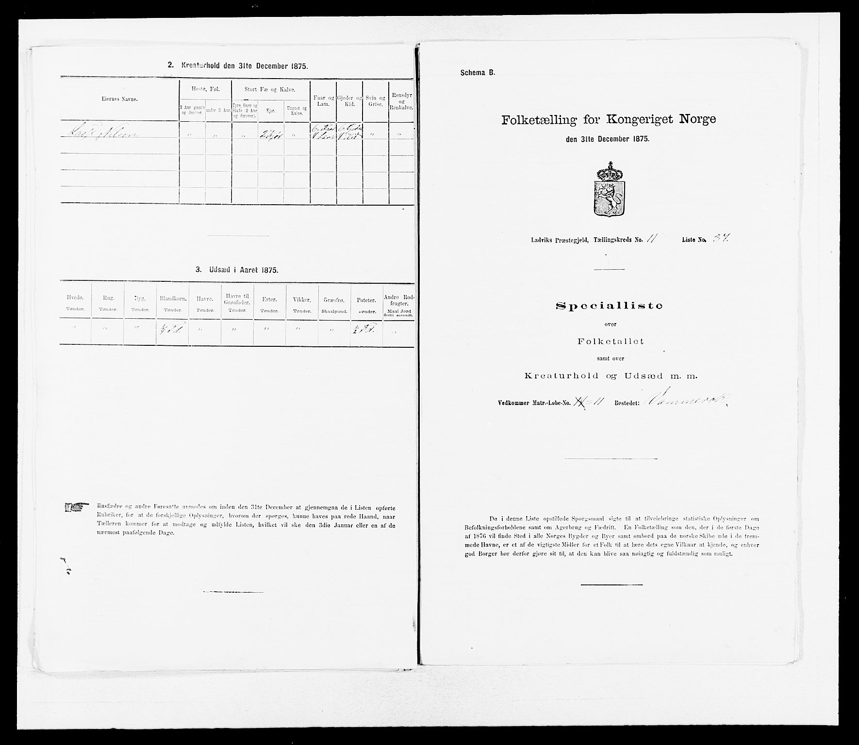 SAB, 1875 census for 1415P Lavik, 1875, p. 991