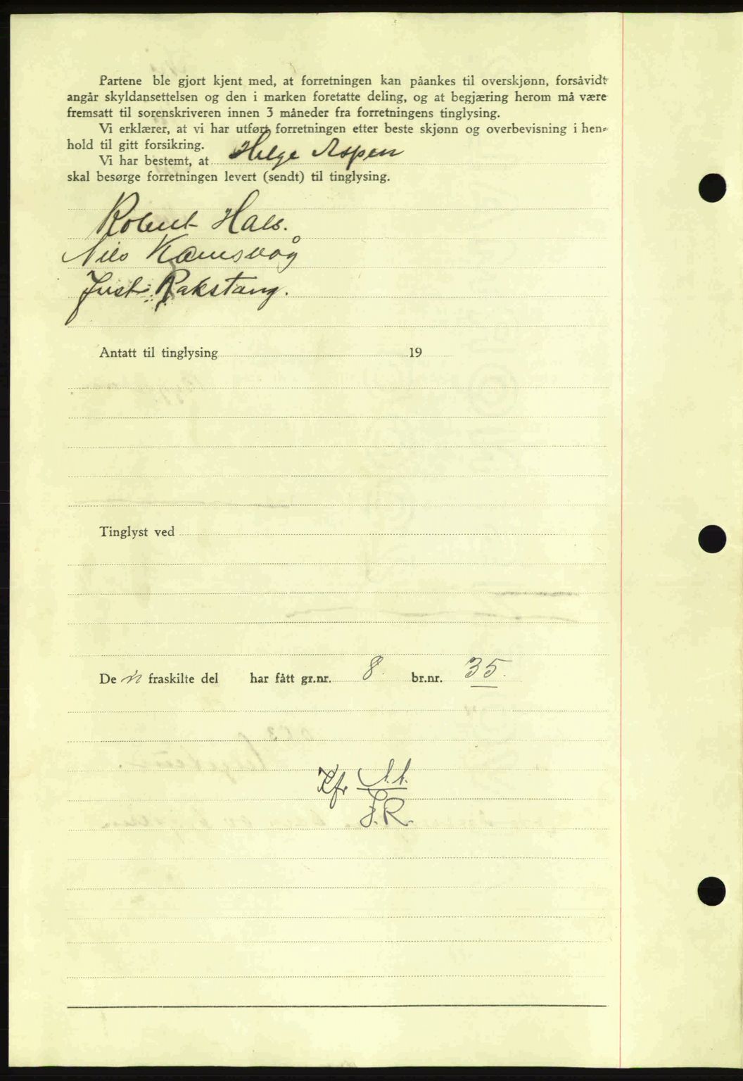 Nordmøre sorenskriveri, AV/SAT-A-4132/1/2/2Ca: Mortgage book no. A92, 1942-1942, Diary no: : 1547/1942