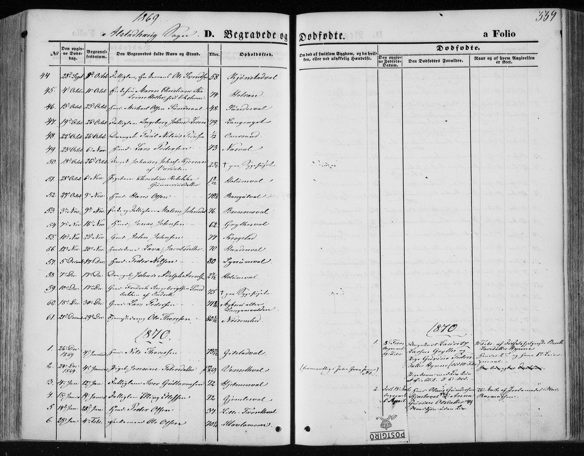 Ministerialprotokoller, klokkerbøker og fødselsregistre - Nord-Trøndelag, AV/SAT-A-1458/717/L0157: Parish register (official) no. 717A08 /1, 1863-1877, p. 339