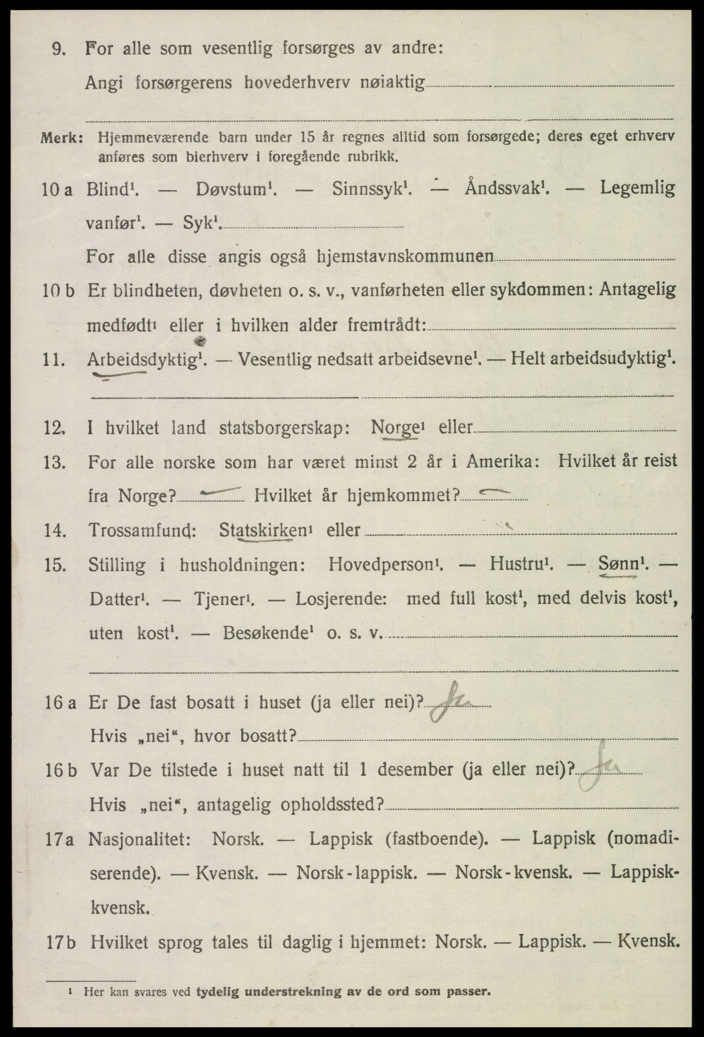 SAT, 1920 census for Flatanger, 1920, p. 3207