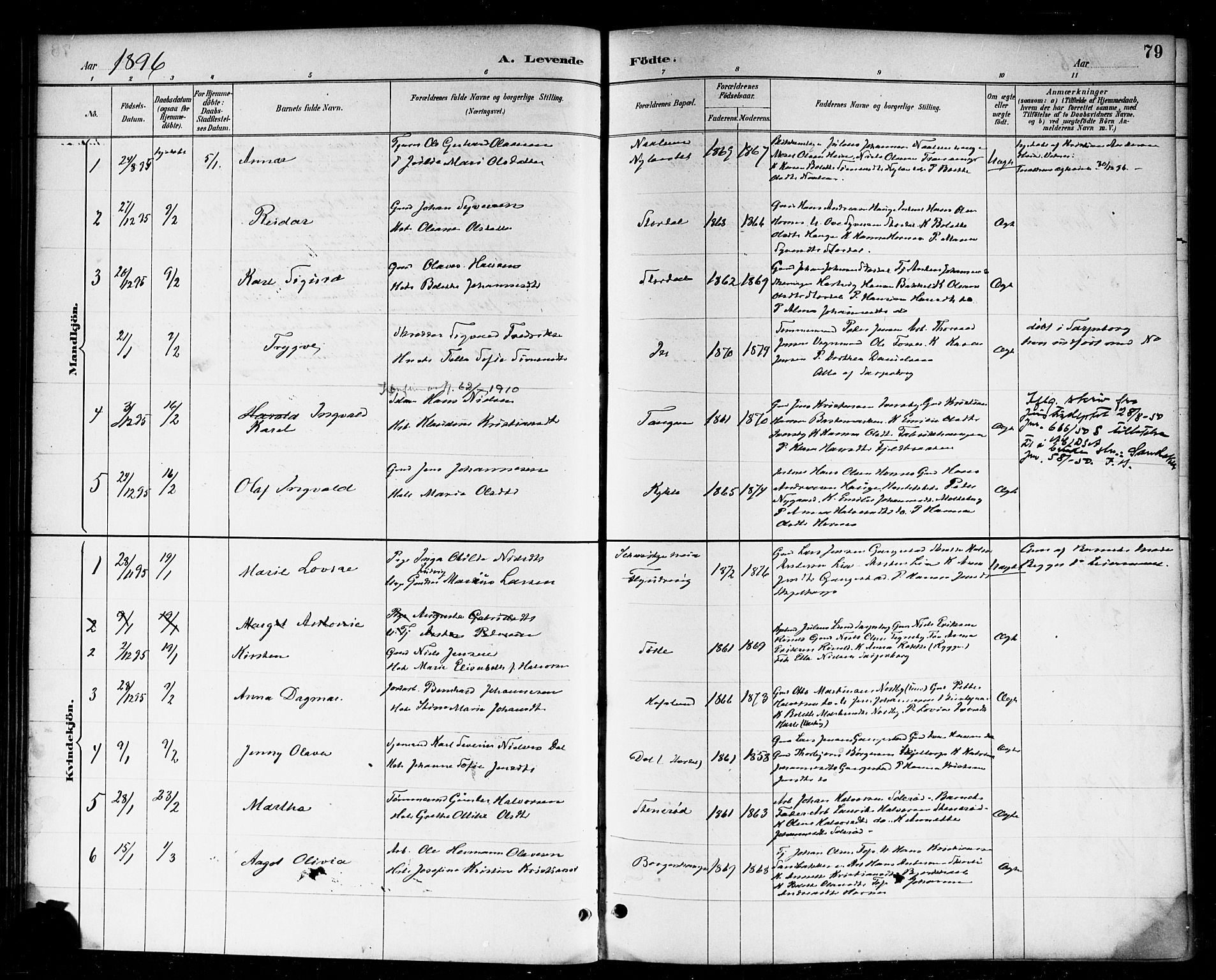 Skjeberg prestekontor Kirkebøker, AV/SAO-A-10923/F/Fa/L0009: Parish register (official) no. I 9, 1886-1897, p. 79