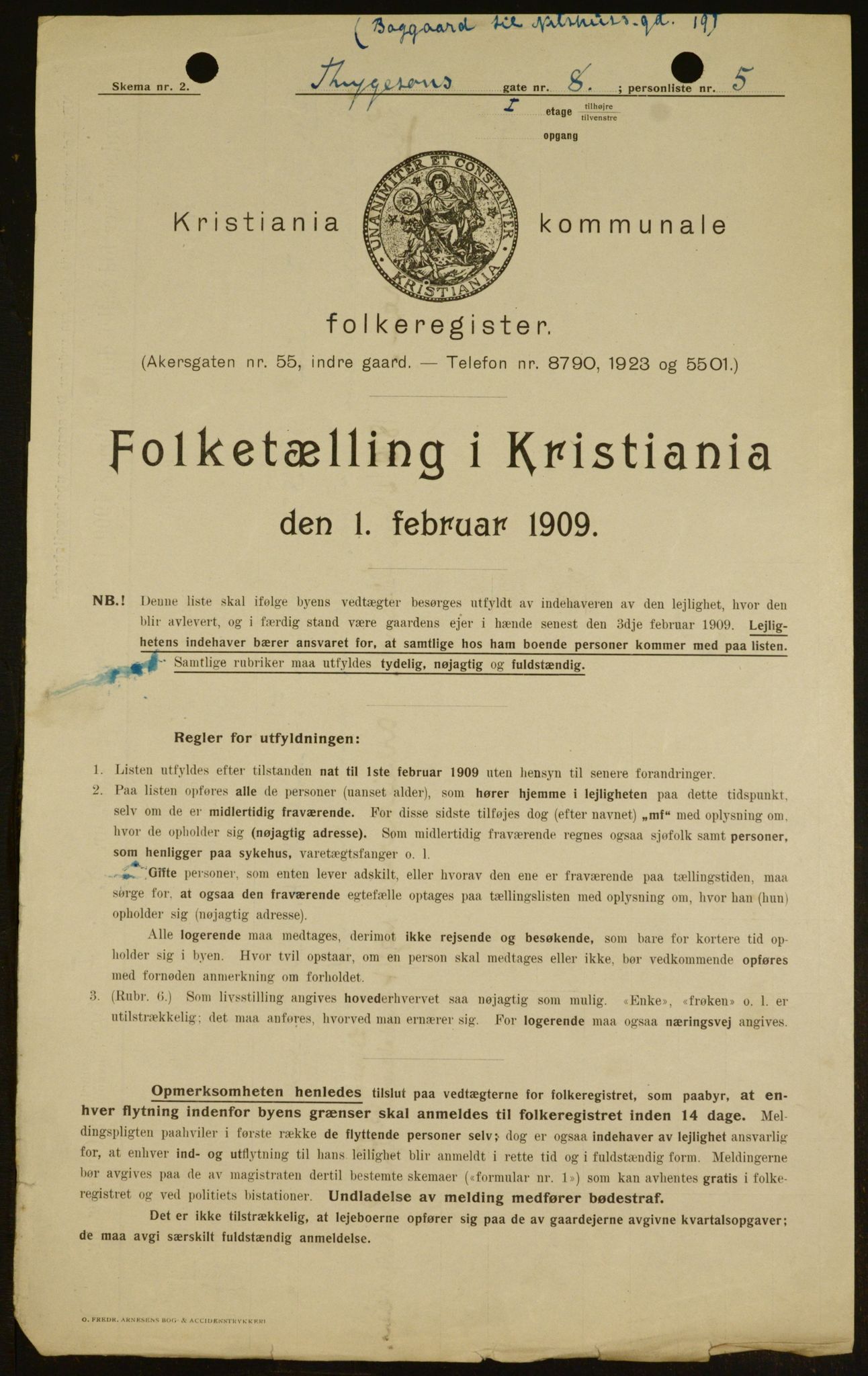 OBA, Municipal Census 1909 for Kristiania, 1909, p. 100956