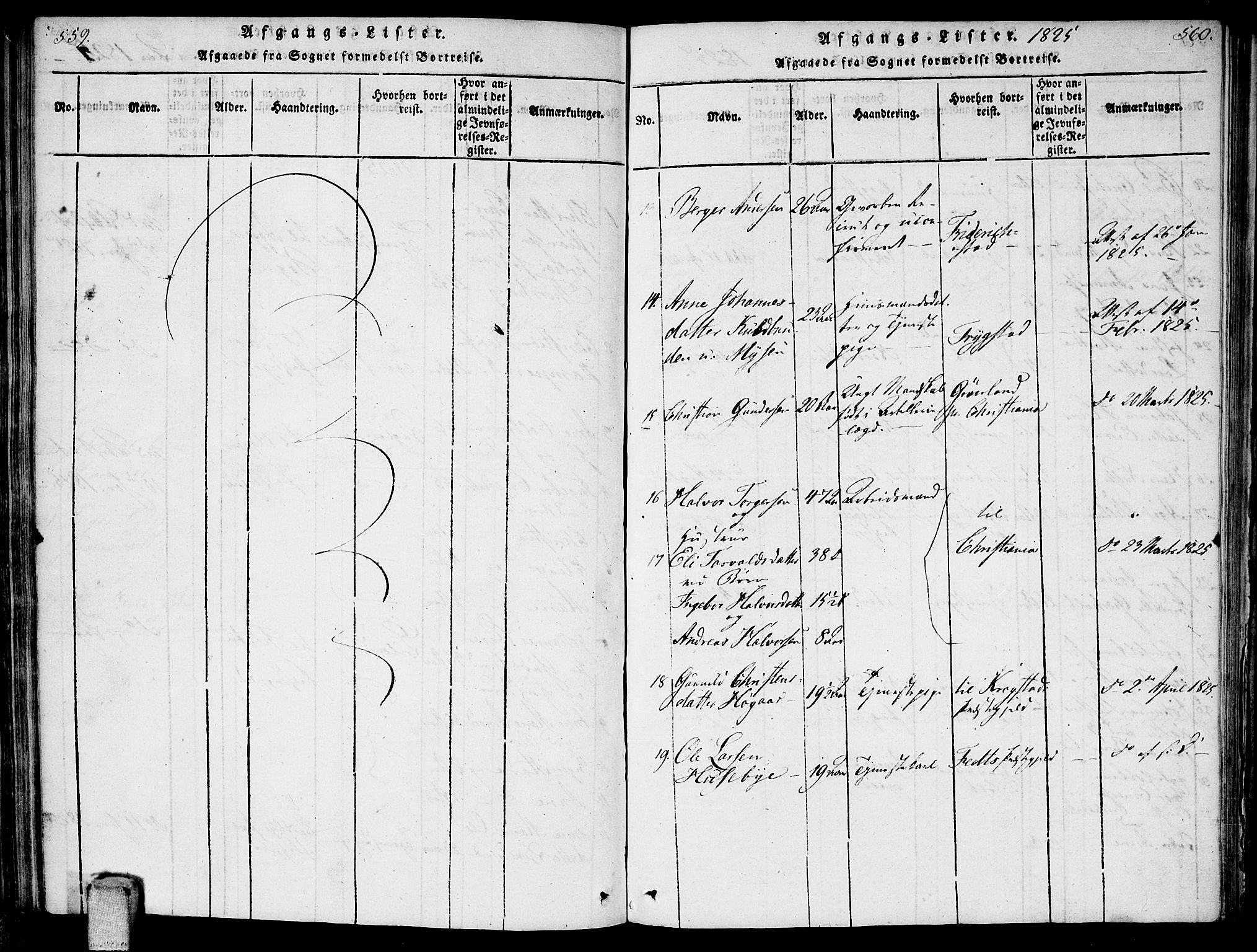 Enebakk prestekontor Kirkebøker, AV/SAO-A-10171c/F/Fa/L0006: Parish register (official) no. I 6, 1815-1832, p. 559-560