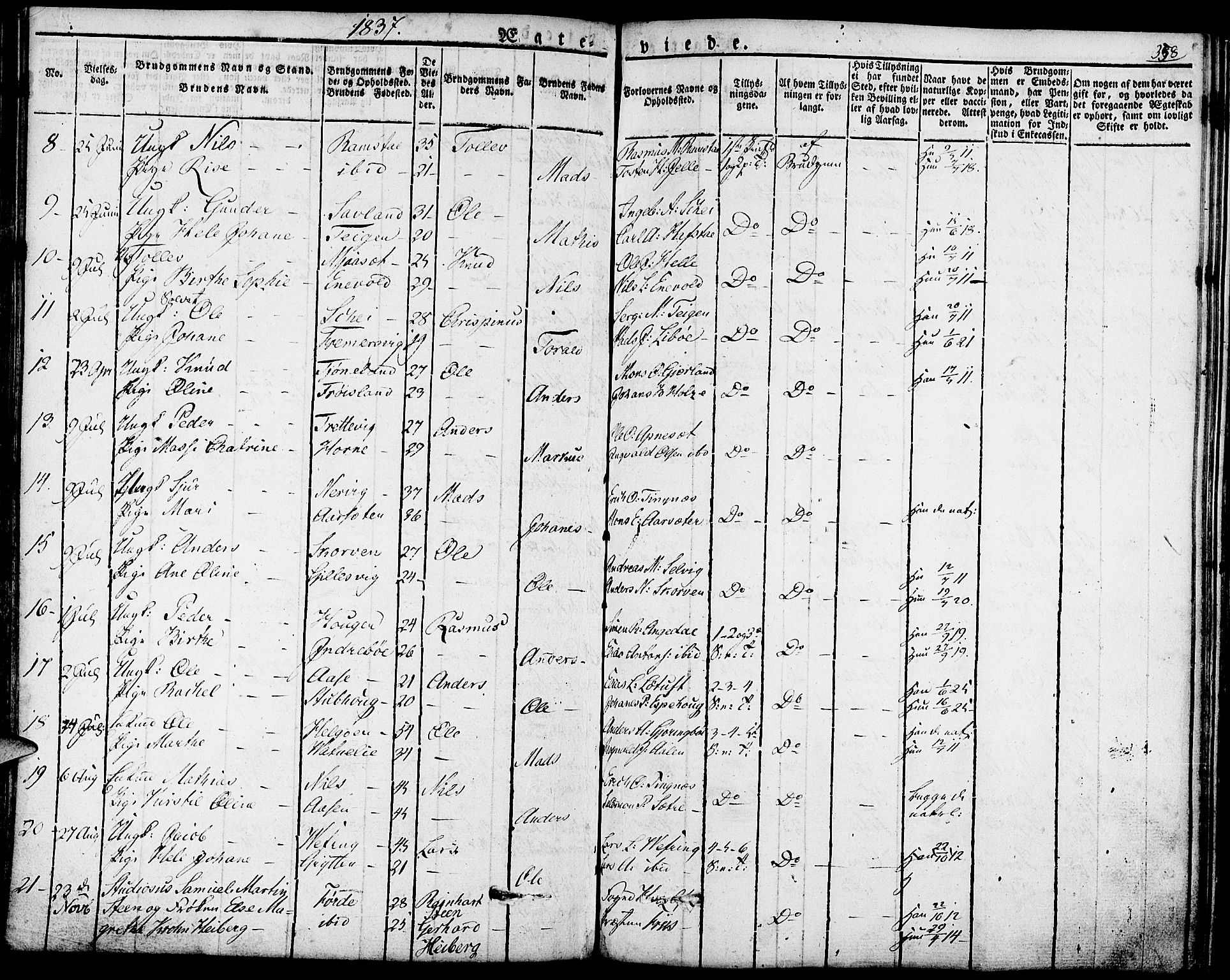 Førde sokneprestembete, AV/SAB-A-79901/H/Haa/Haaa/L0006: Parish register (official) no. A 6, 1821-1842, p. 358