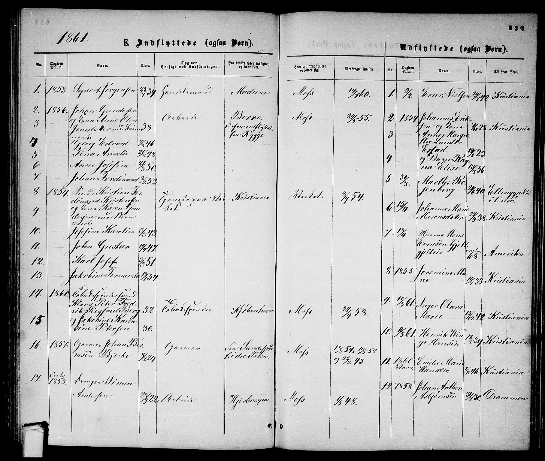Moss prestekontor Kirkebøker, AV/SAO-A-2003/G/Ga/L0003: Parish register (copy) no. I 3, 1861-1872, p. 232