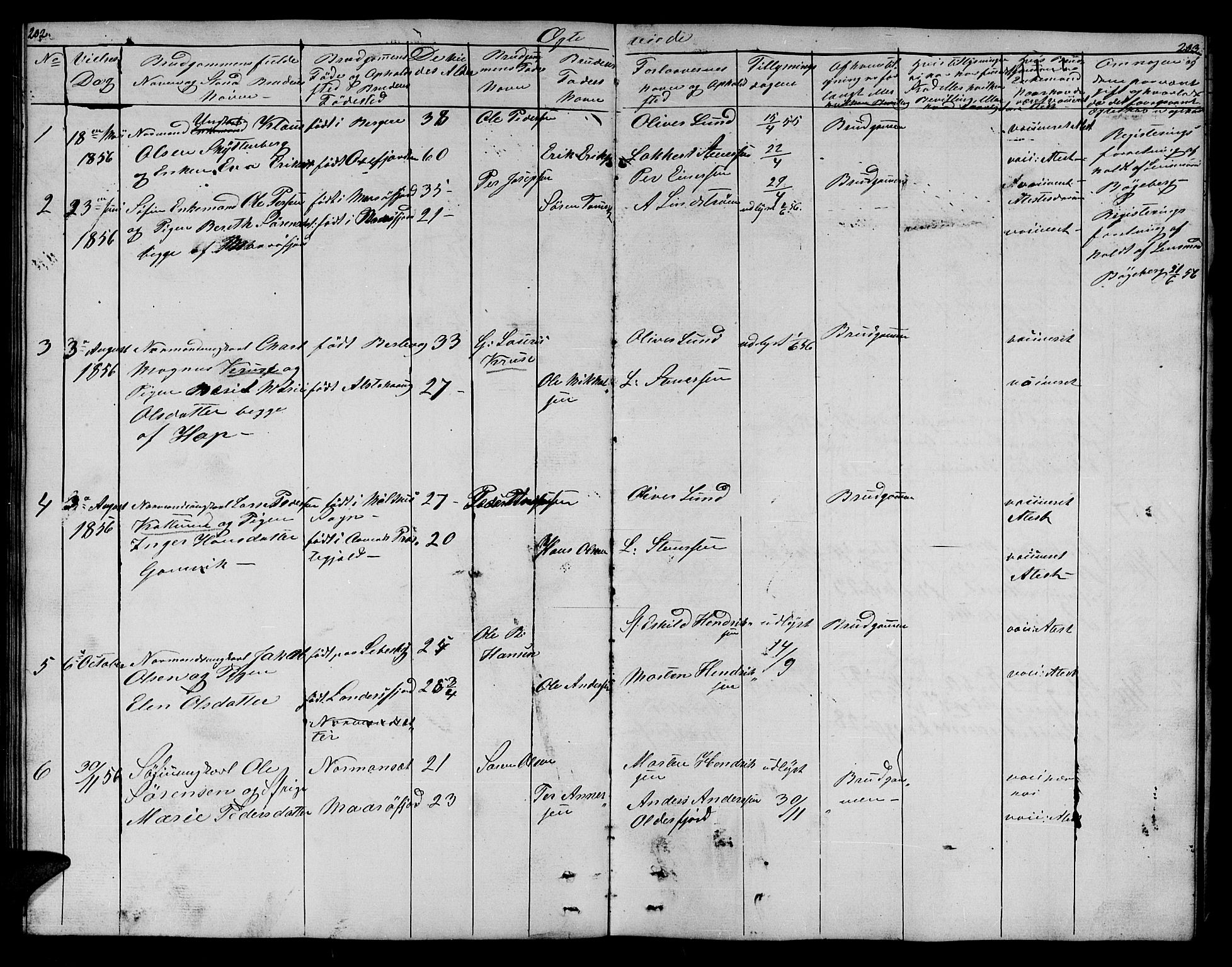 Lebesby sokneprestkontor, SATØ/S-1353/H/Hb/L0001klokker: Parish register (copy) no. 1, 1846-1862, p. 202-203