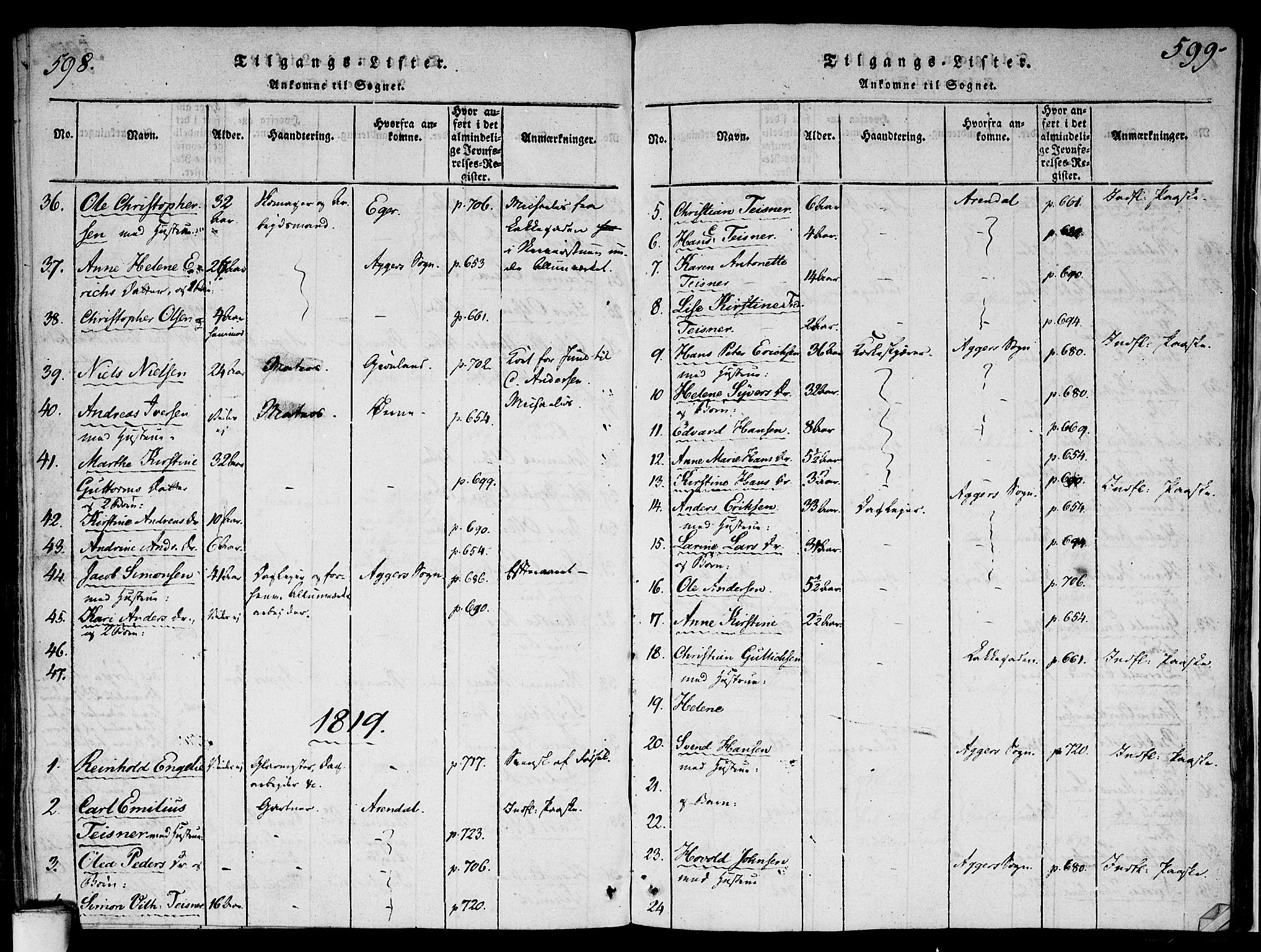 Gamlebyen prestekontor Kirkebøker, AV/SAO-A-10884/F/Fa/L0002: Parish register (official) no. 2, 1817-1829, p. 598-599