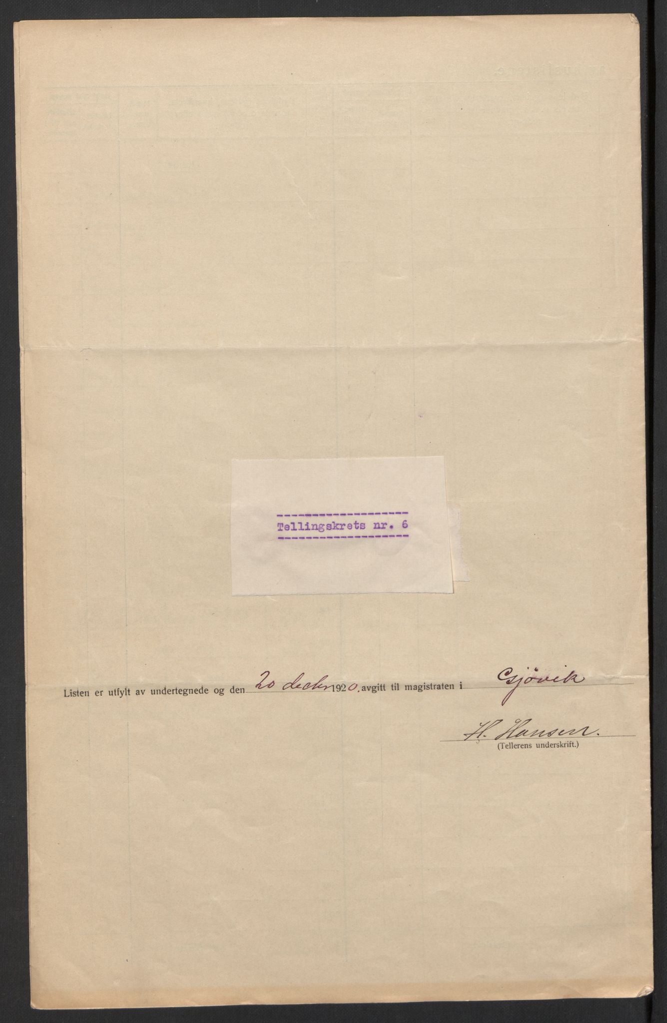 SAH, 1920 census for Gjøvik, 1920, p. 23