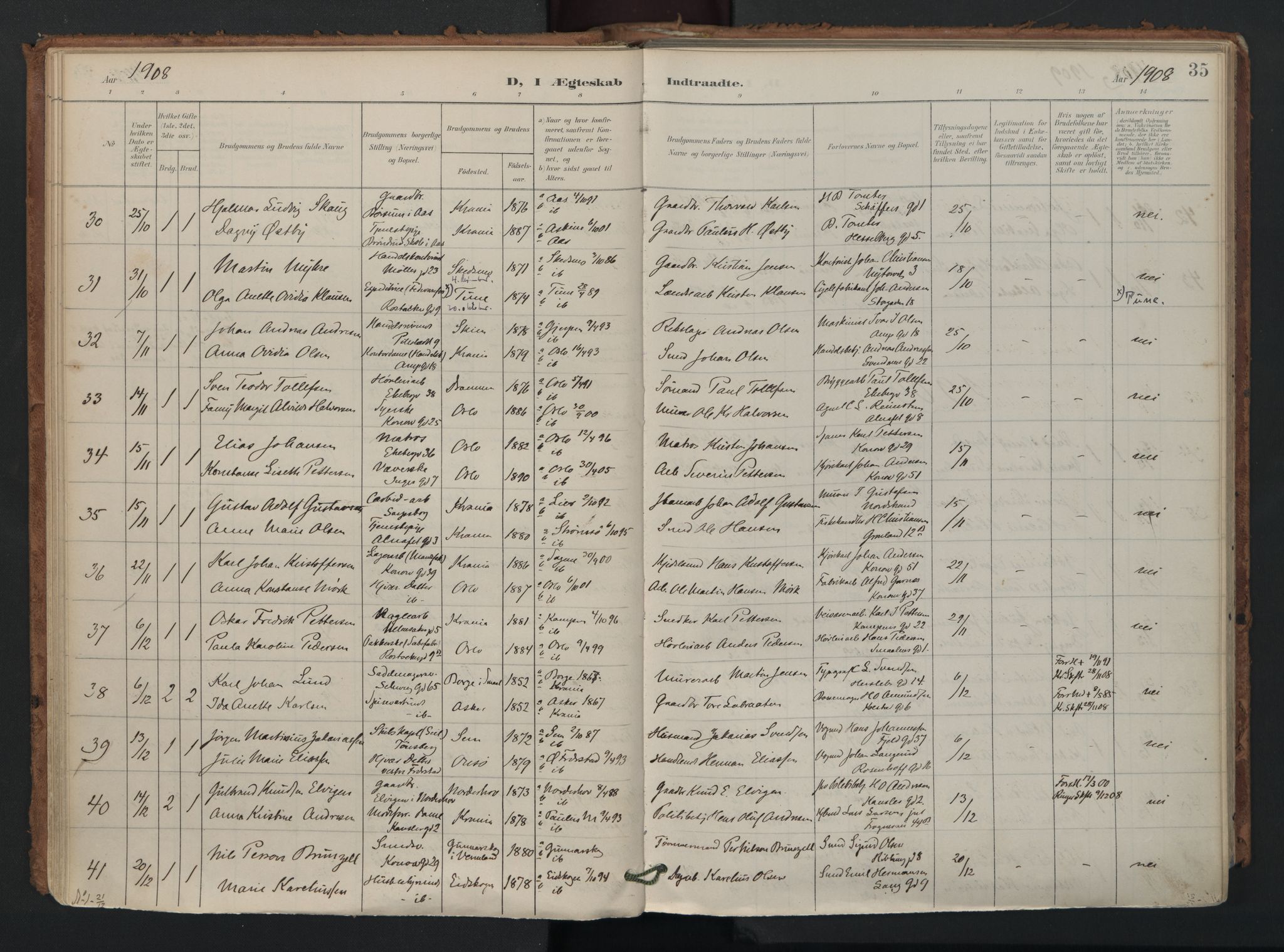 Gamlebyen prestekontor Kirkebøker, AV/SAO-A-10884/F/Fa/L0011: Parish register (official) no. 11, 1901-1939, p. 35