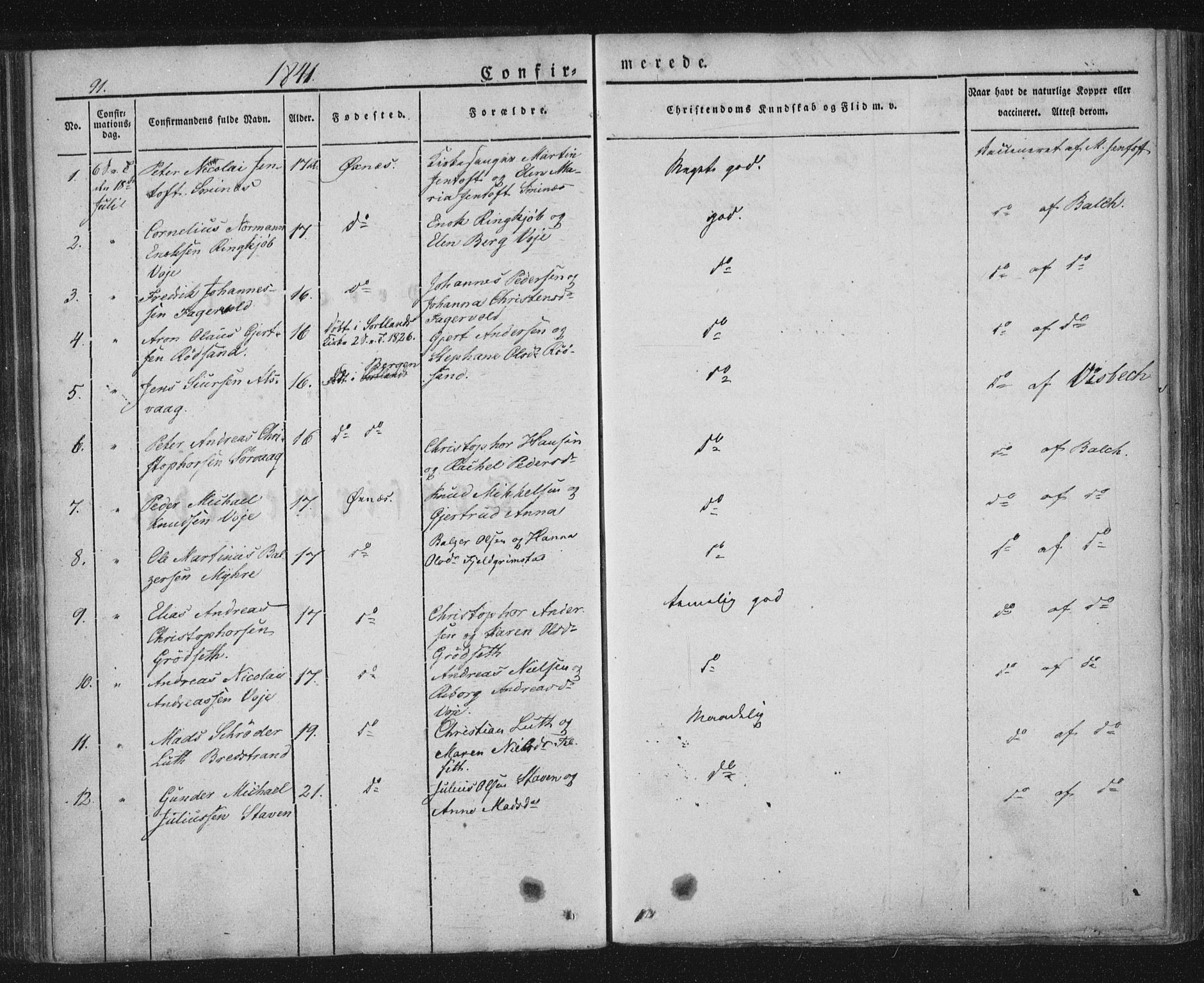 Ministerialprotokoller, klokkerbøker og fødselsregistre - Nordland, SAT/A-1459/893/L1332: Parish register (official) no. 893A05, 1841-1858, p. 91