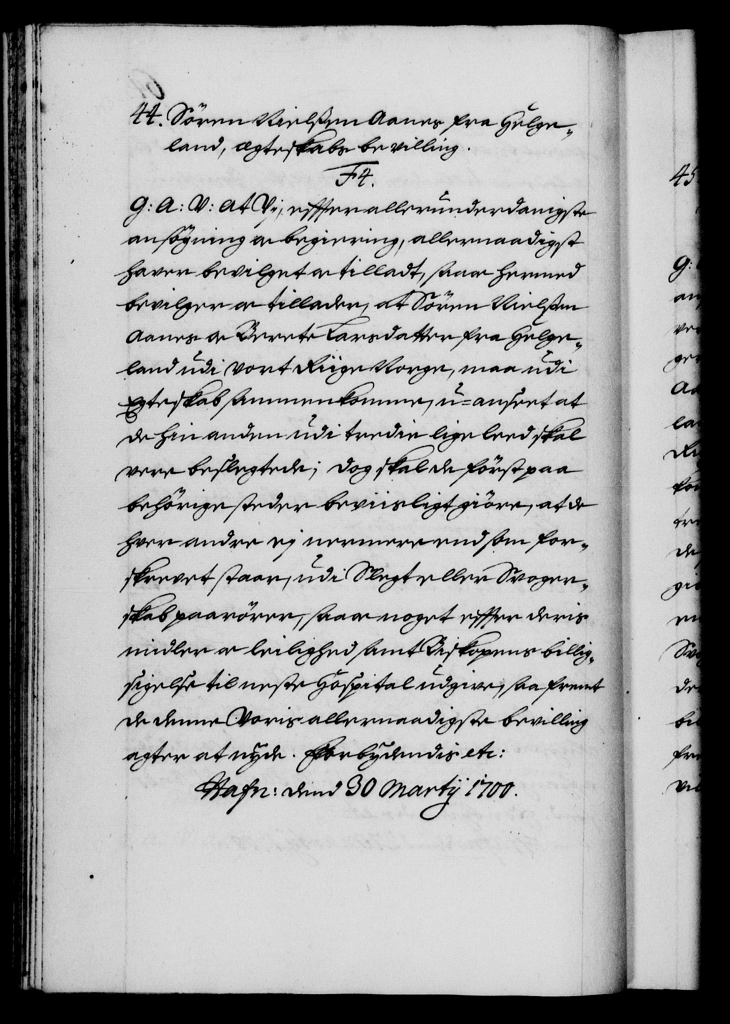 Danske Kanselli 1572-1799, RA/EA-3023/F/Fc/Fca/Fcaa/L0018: Norske registre, 1699-1703, p. 64b