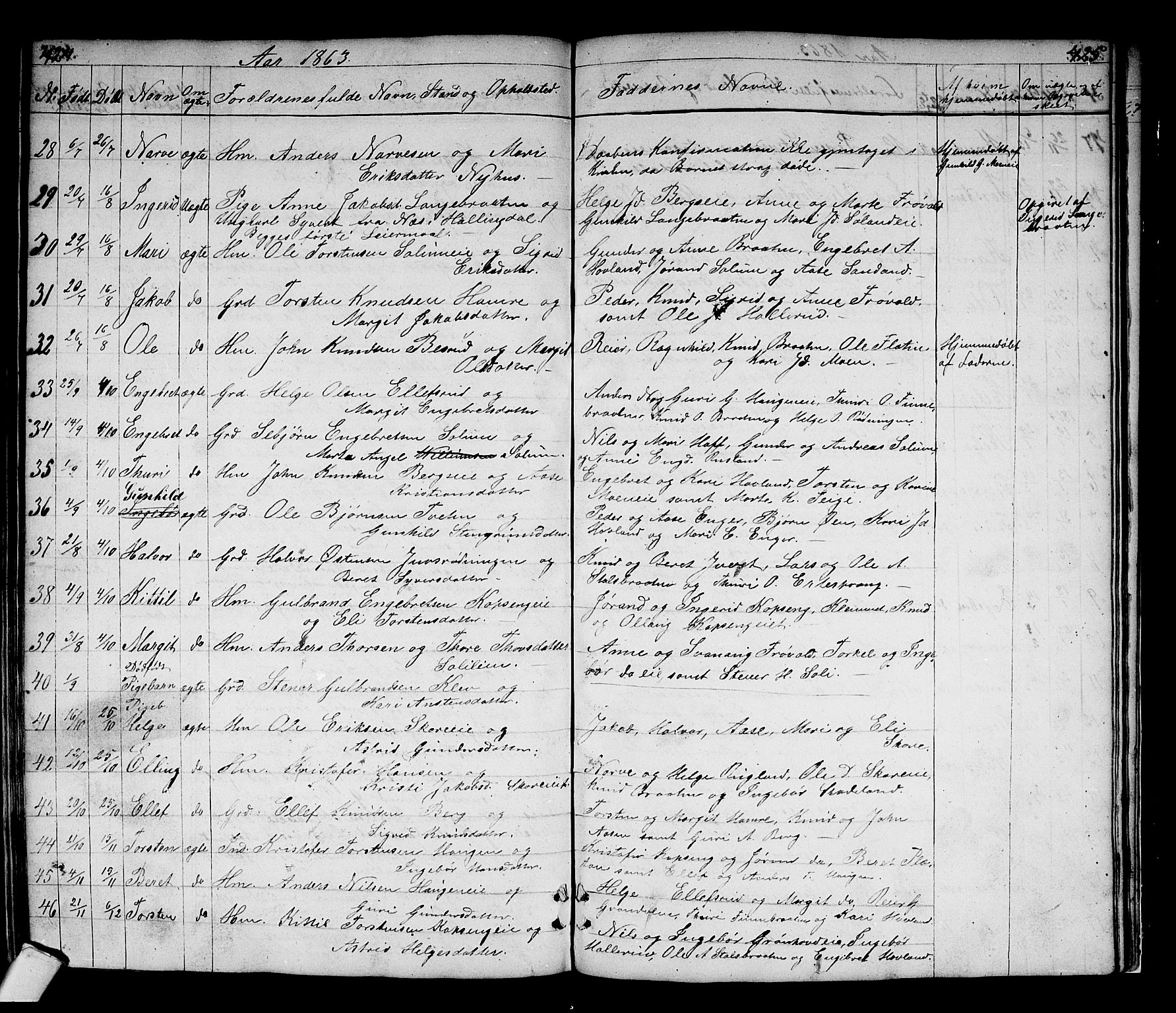 Sigdal kirkebøker, AV/SAKO-A-245/G/Gb/L0001: Parish register (copy) no. II 1, 1841-1874, p. 424-425