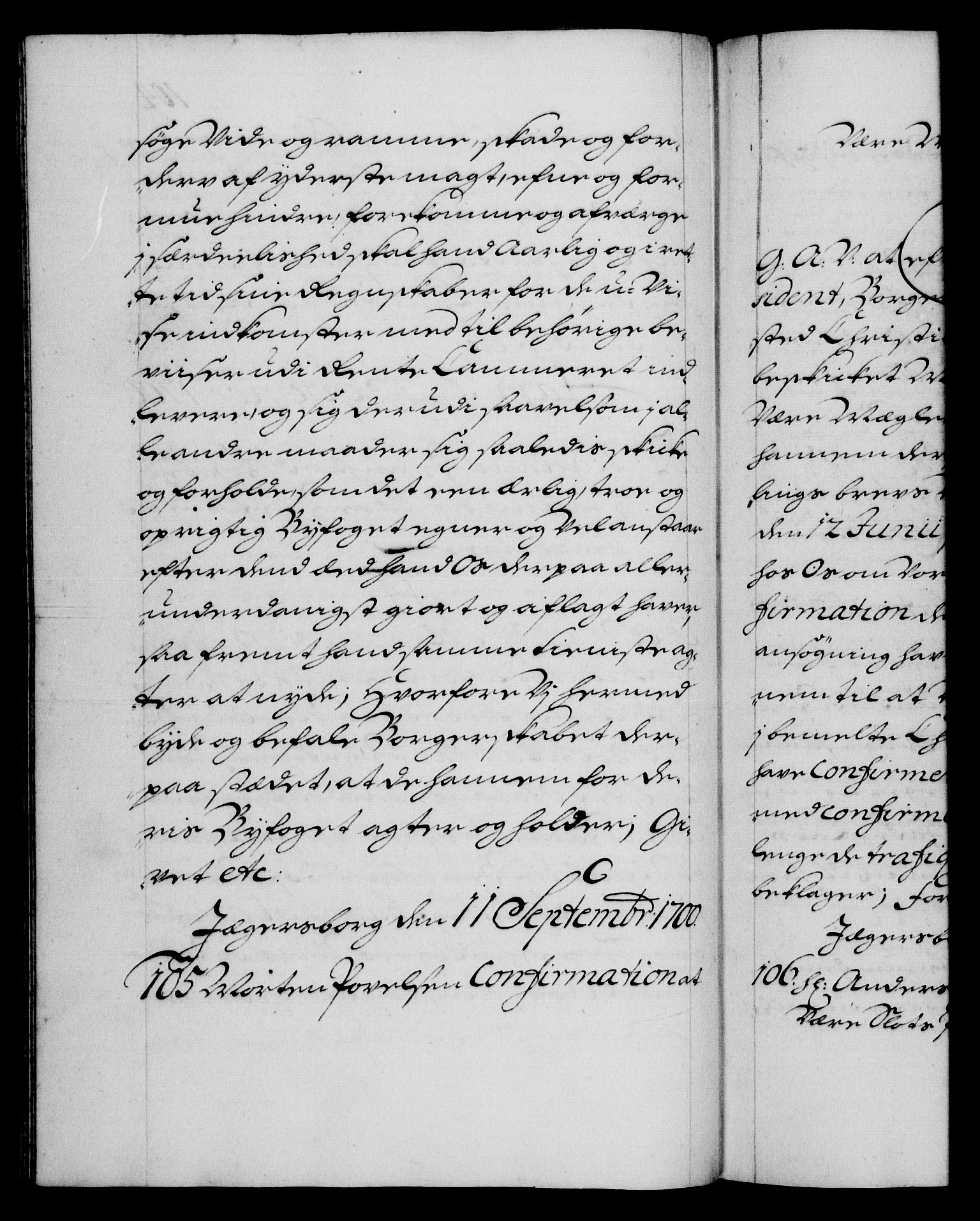 Danske Kanselli 1572-1799, AV/RA-EA-3023/F/Fc/Fca/Fcaa/L0018: Norske registre, 1699-1703, p. 104b