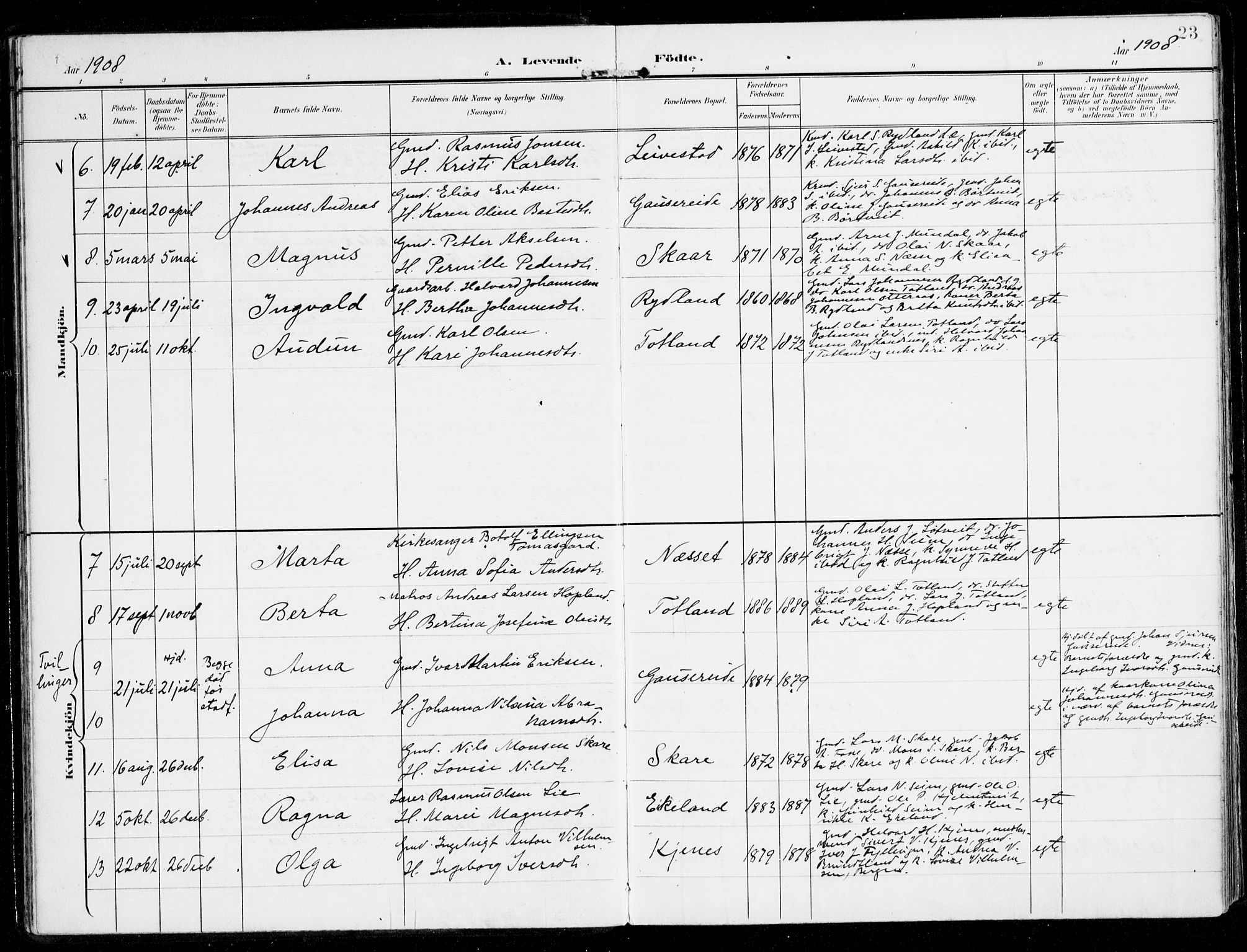 Alversund Sokneprestembete, AV/SAB-A-73901/H/Ha/Haa/Haad/L0004: Parish register (official) no. D 4, 1898-1926, p. 23