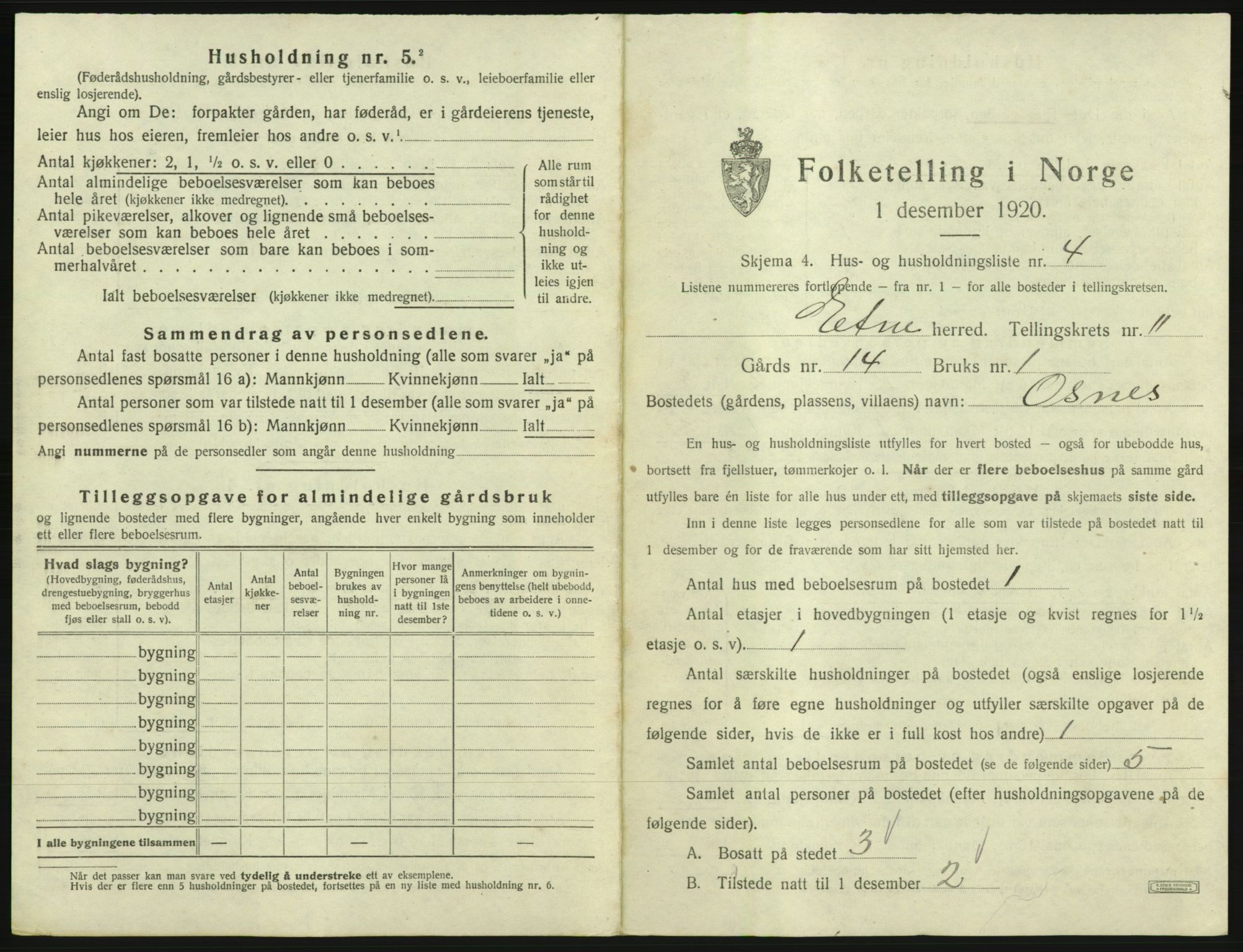 SAB, 1920 census for Etne, 1920, p. 881