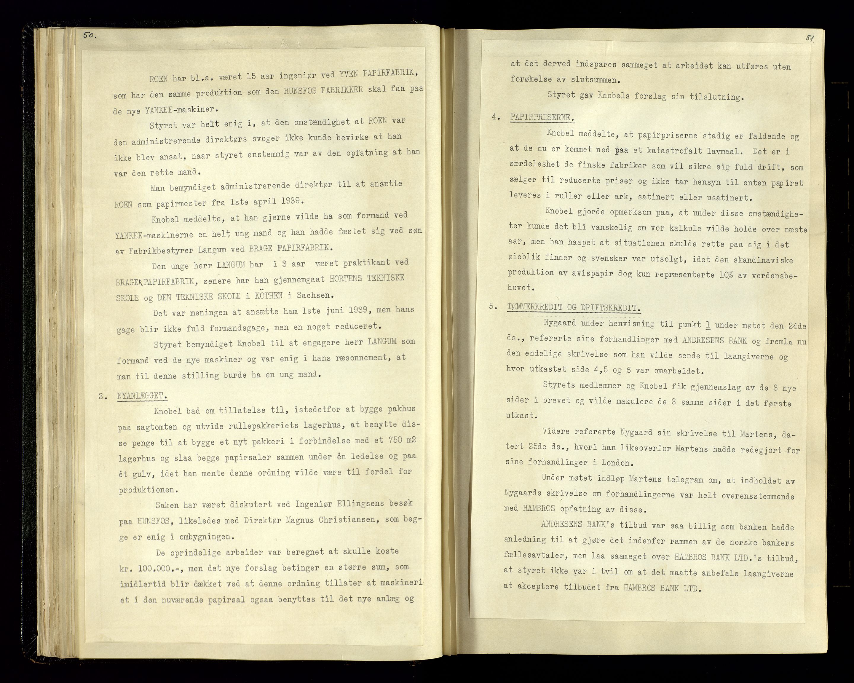 Hunsfos fabrikker, AV/SAK-D/1440/02/L0006: Referatprotokoll fra styremøter, 1938-1950, p. 50-51