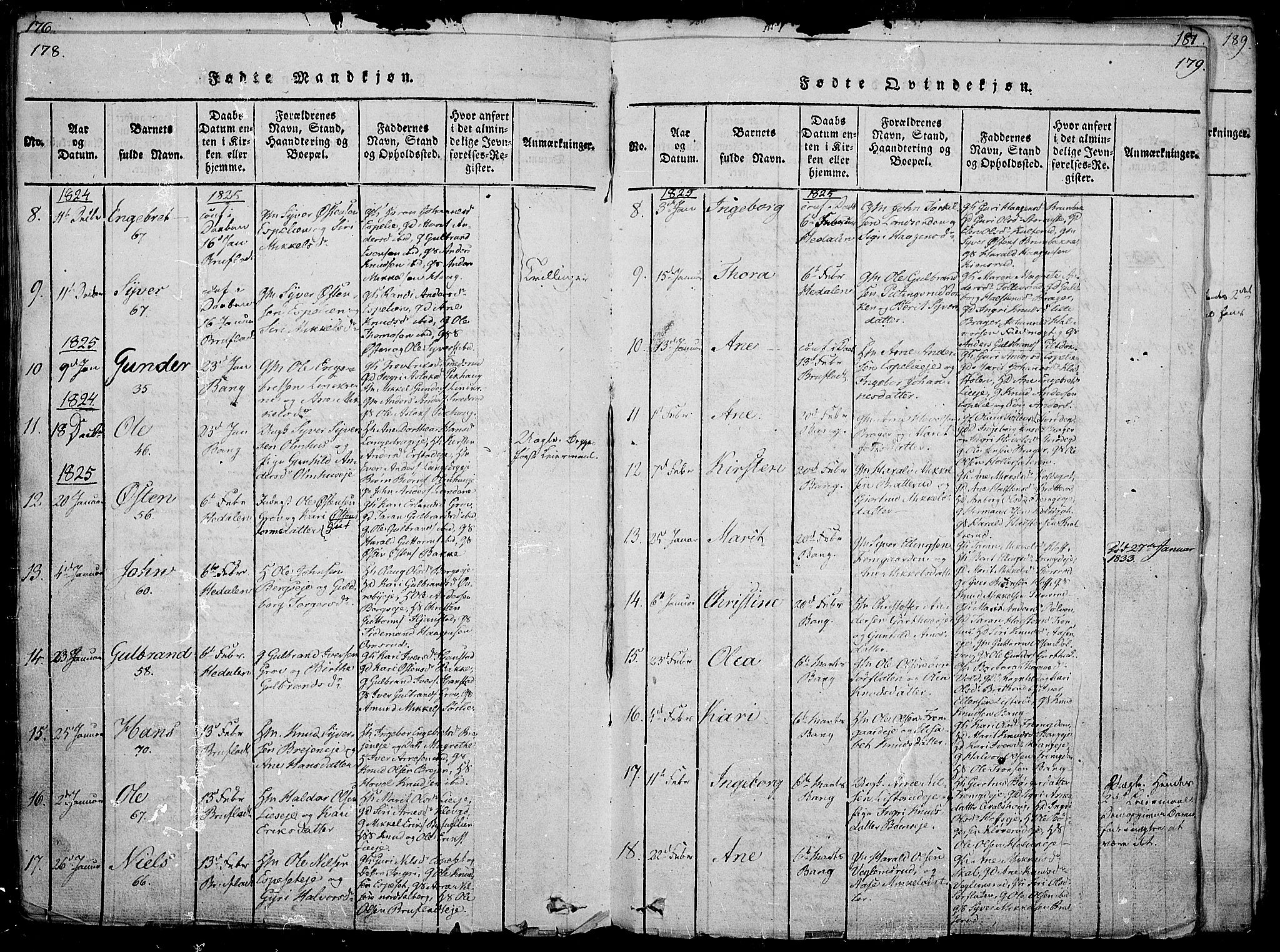 Sør-Aurdal prestekontor, AV/SAH-PREST-128/H/Ha/Haa/L0002: Parish register (official) no. 2, 1815-1840, p. 178-179