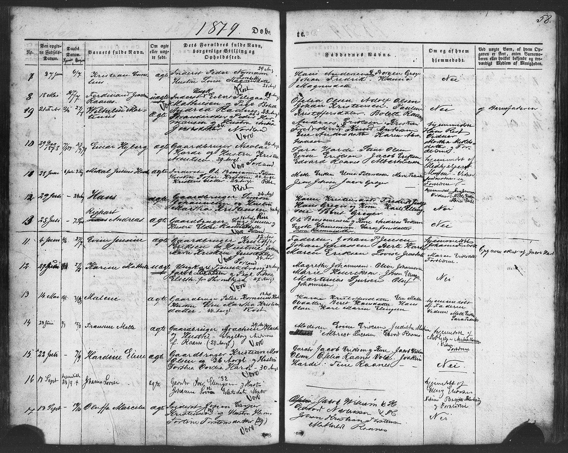 Ministerialprotokoller, klokkerbøker og fødselsregistre - Nordland, AV/SAT-A-1459/807/L0121: Parish register (official) no. 807A04, 1846-1879, p. 58