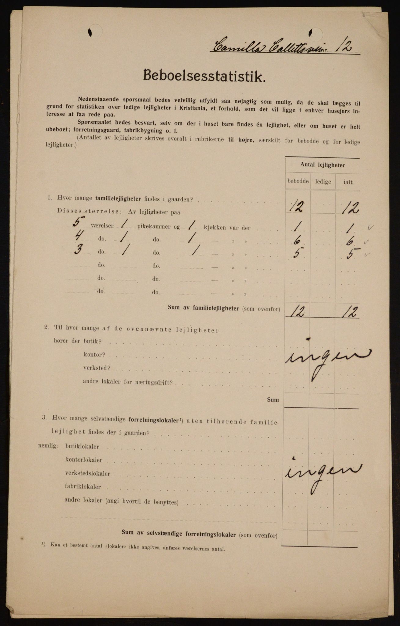 OBA, Municipal Census 1909 for Kristiania, 1909, p. 10581