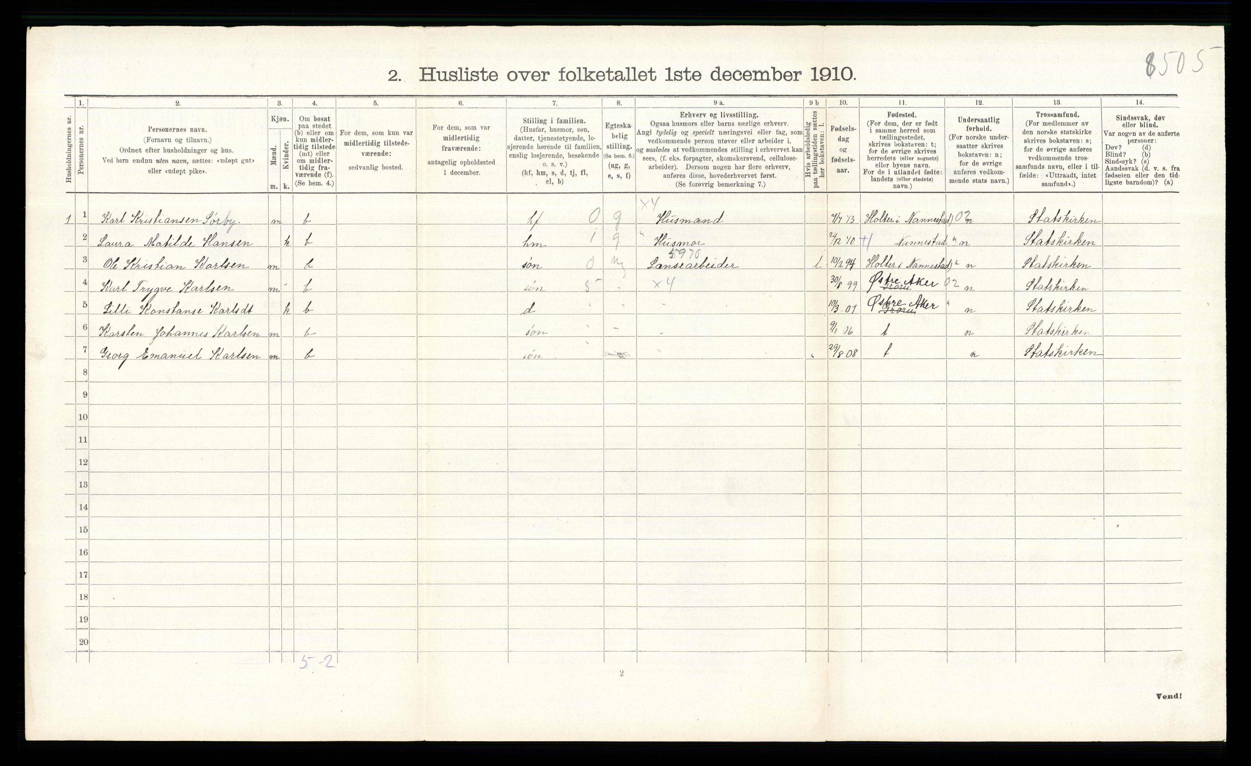 RA, 1910 census for Fet, 1910, p. 590