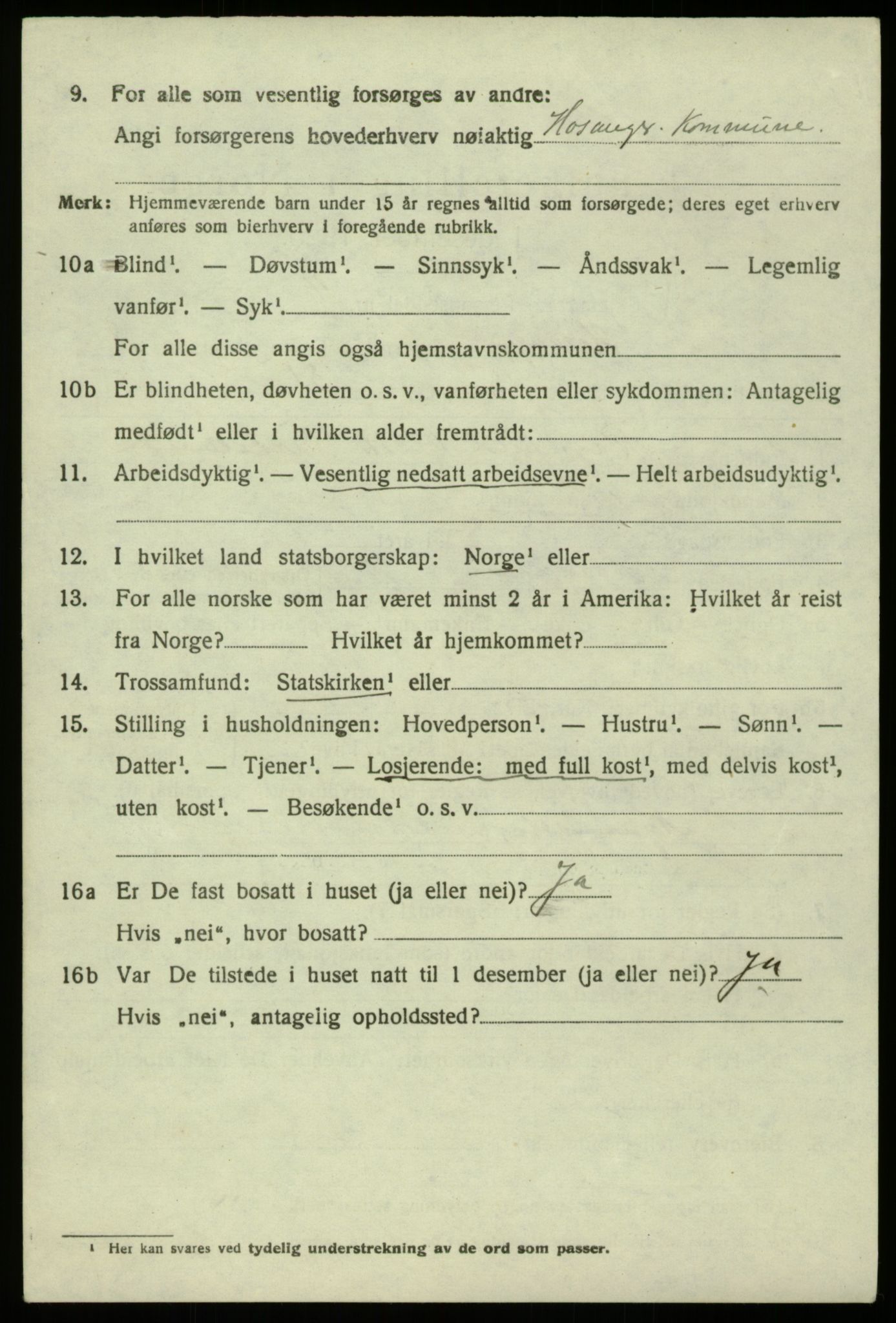 SAB, 1920 census for Hosanger, 1920, p. 3414