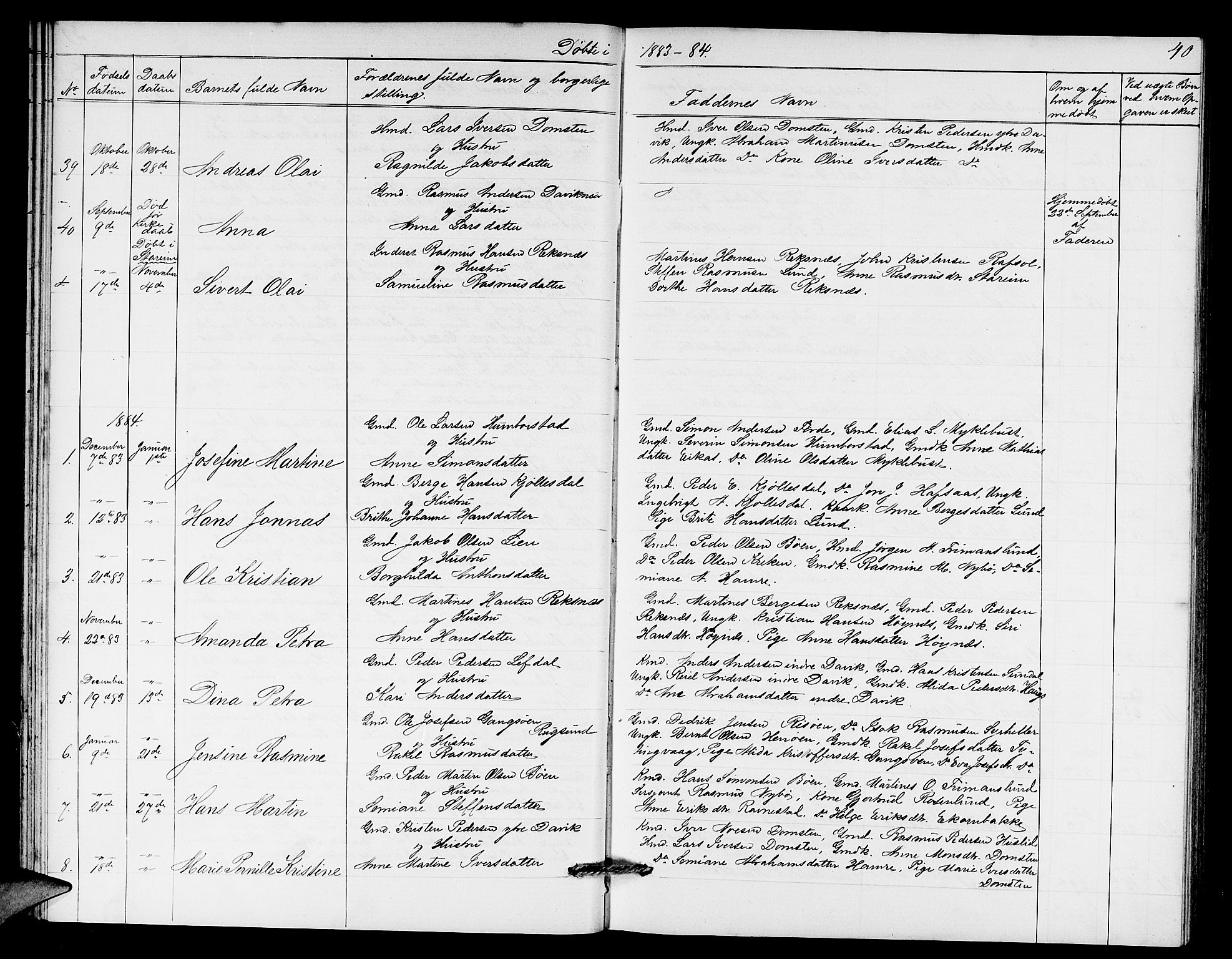 Davik sokneprestembete, AV/SAB-A-79701/H/Hab/Haba/L0001: Parish register (copy) no. A 1, 1866-1889, p. 40