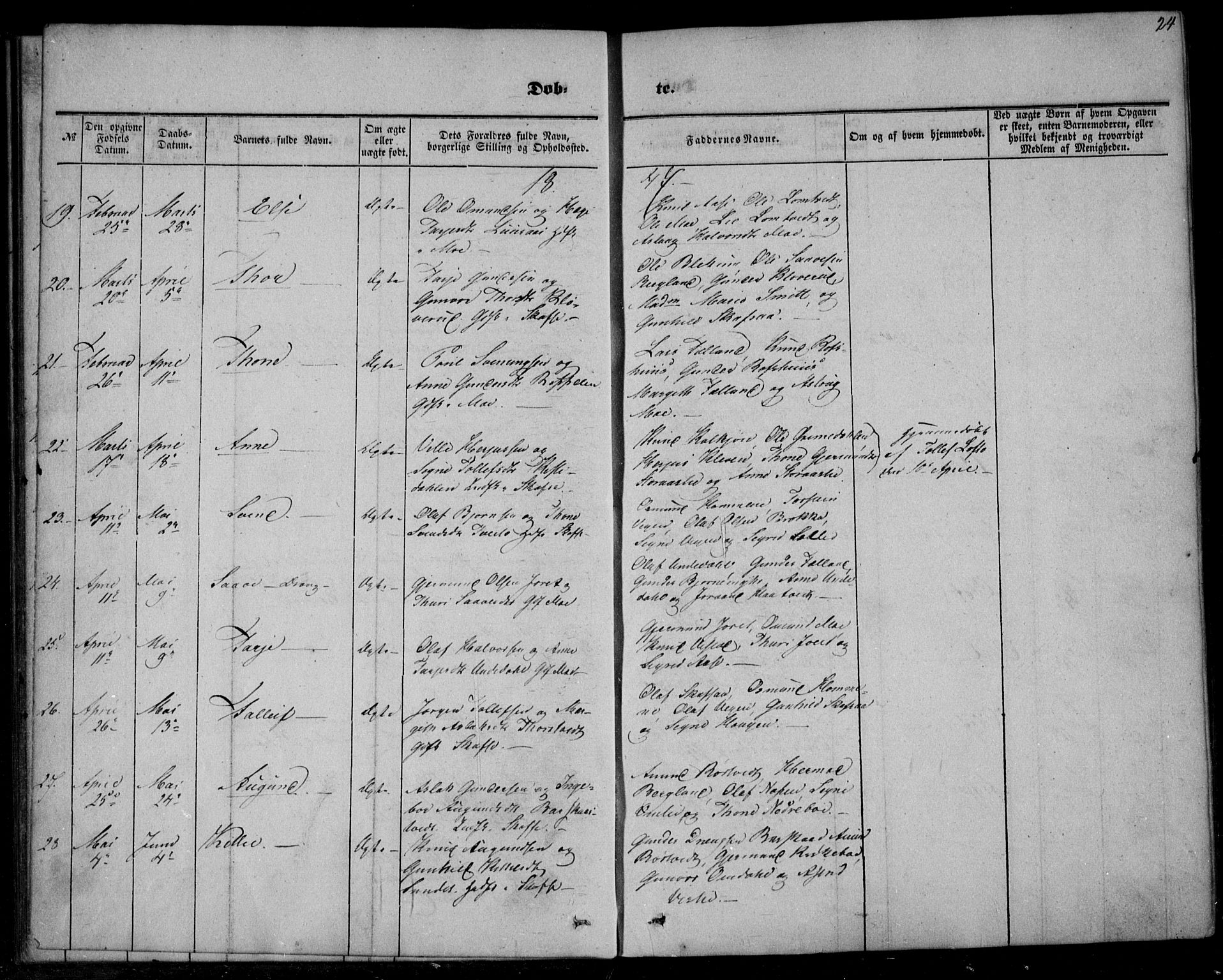 Mo kirkebøker, AV/SAKO-A-286/F/Fa/L0005: Parish register (official) no. I 5, 1844-1864, p. 24