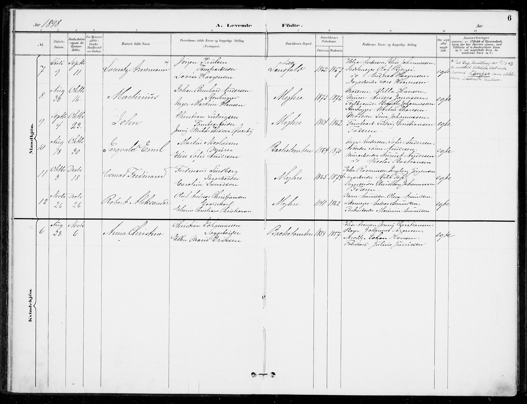 Åssiden kirkebøker, SAKO/A-251/F/Fa/L0002: Parish register (official) no. 2, 1896-1916, p. 6