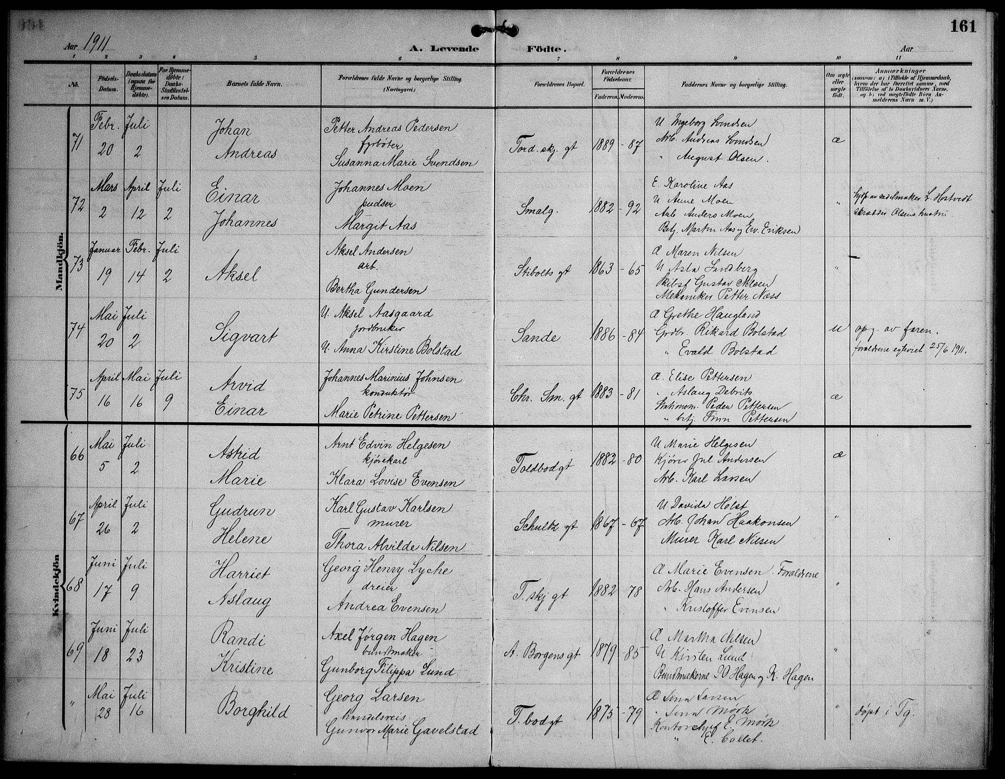 Strømsø kirkebøker, AV/SAKO-A-246/F/Fa/L0026: Parish register (official) no. I 26, 1905-1914, p. 161