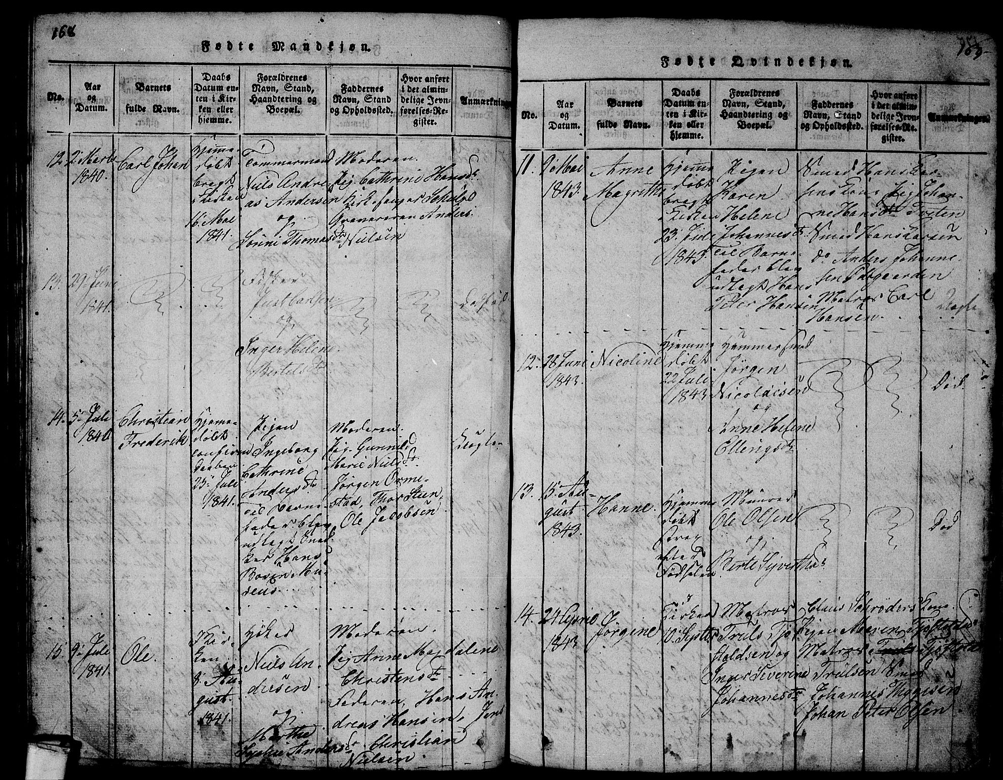 Larvik kirkebøker, AV/SAKO-A-352/G/Gb/L0001: Parish register (copy) no. II 1, 1818-1843, p. 168-169