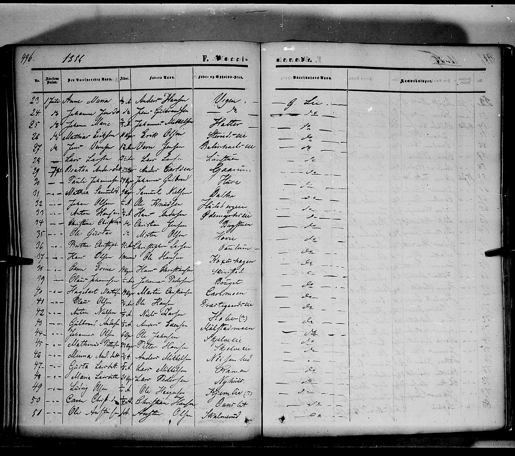 Nes prestekontor, Hedmark, SAH/PREST-020/K/Ka/L0004: Parish register (official) no. 4, 1852-1886, p. 496