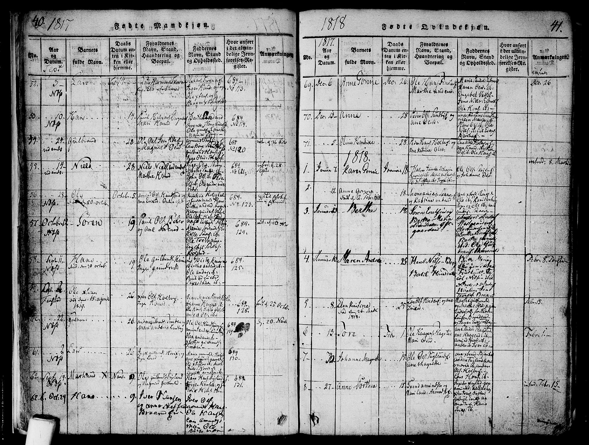 Nes prestekontor Kirkebøker, AV/SAO-A-10410/F/Fa/L0005: Parish register (official) no. I 5, 1815-1835, p. 40-41