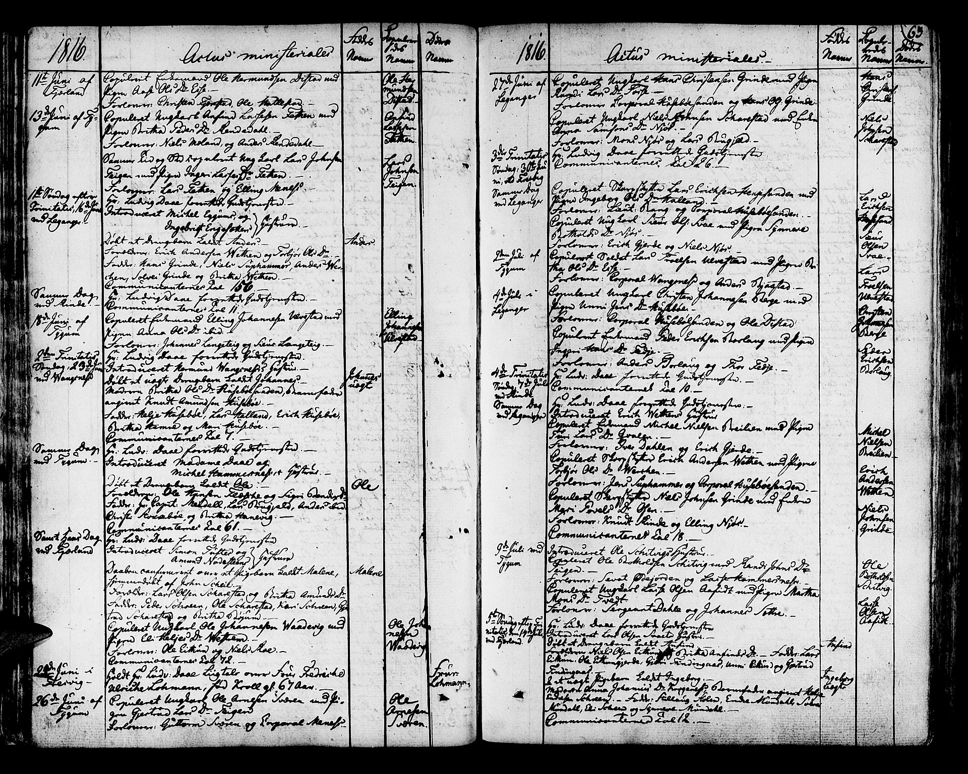 Leikanger sokneprestembete, AV/SAB-A-81001/H/Haa/Haaa/L0006: Parish register (official) no. A 6, 1810-1838, p. 63